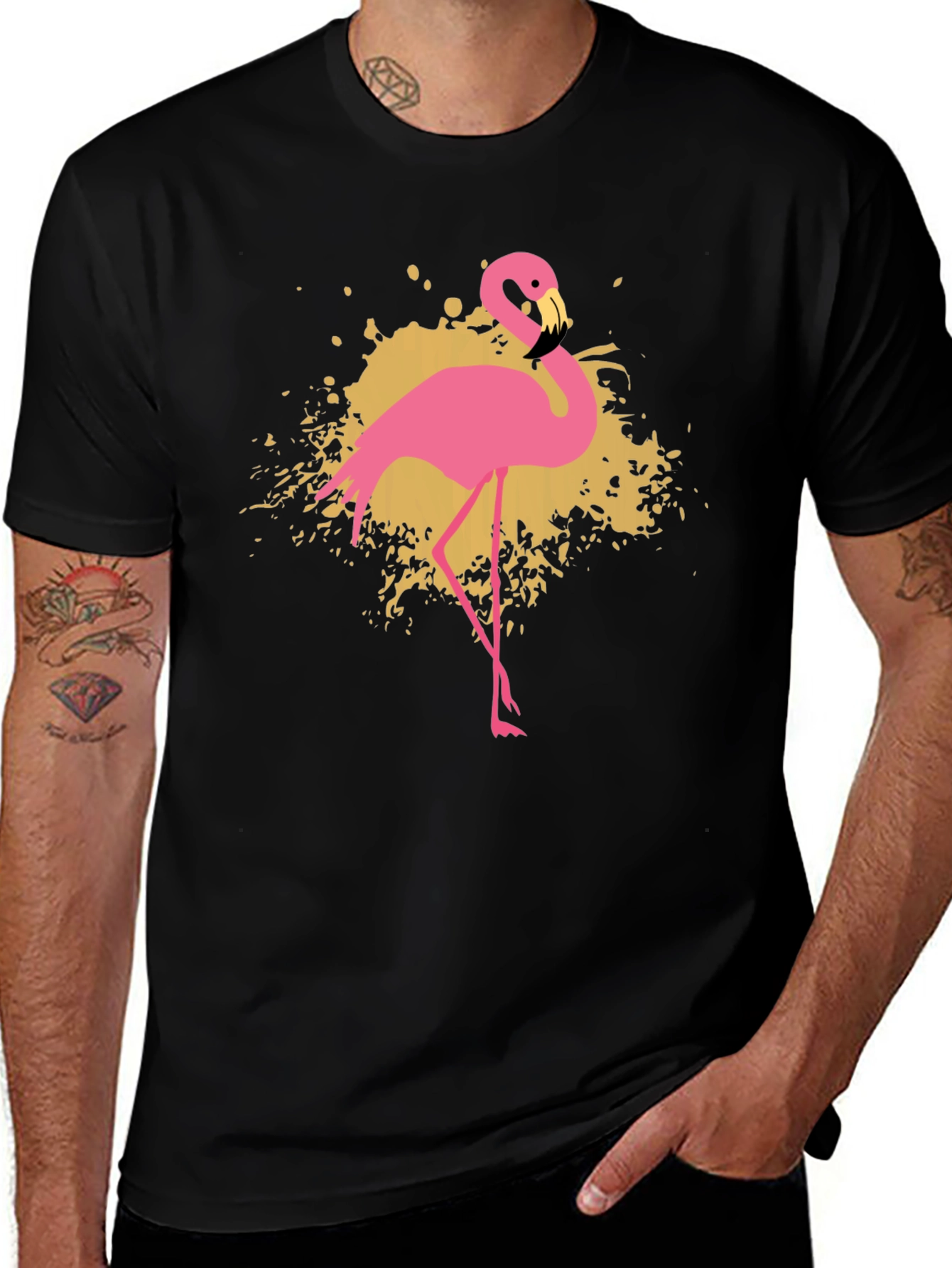 Variant 12 of Flamingo Graphic T-Shirt - Stylish Black Tee