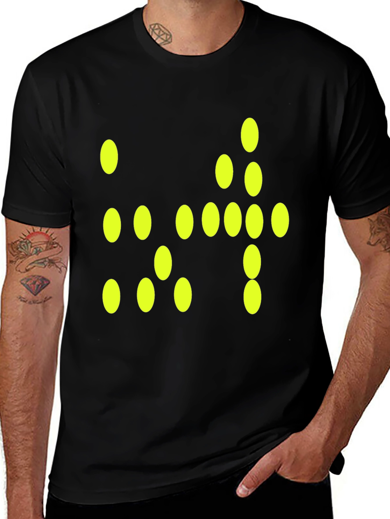 Variant 18 of Modern Graphic Tee - Black with Yellow Dot Design