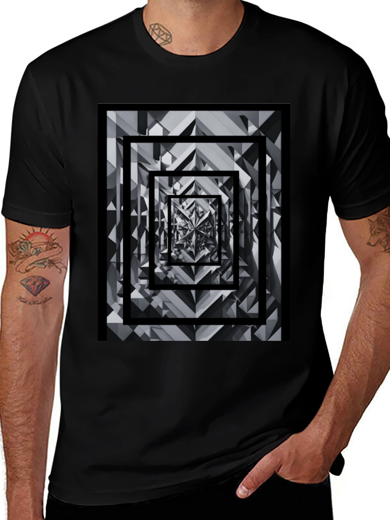 Variant 20 of Abstract Geometric Black T-Shirt