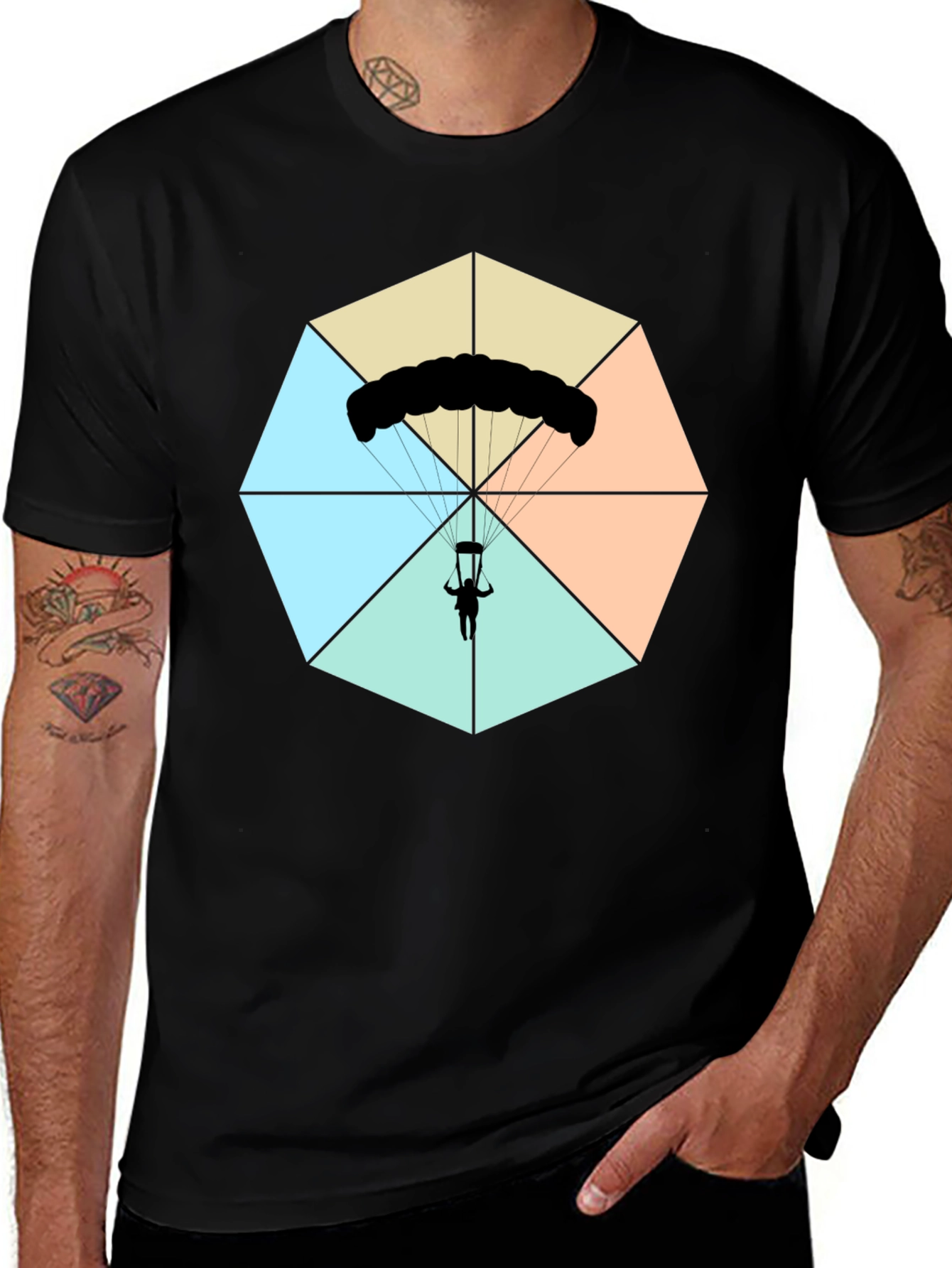 Parachute Graphic Tee - Black Cotton Blend