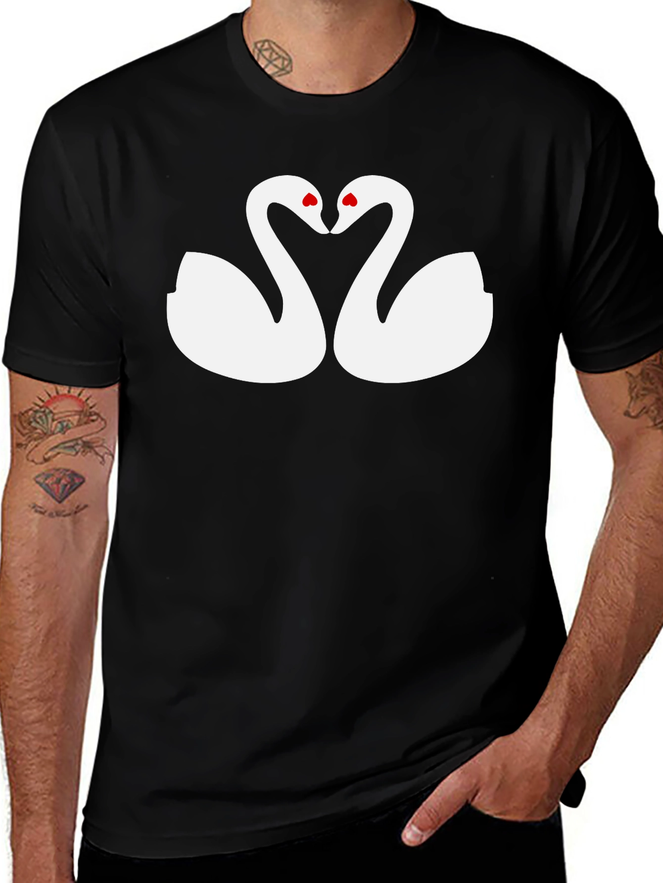 Variant 20 of Swans Heart Love Graphic T-Shirt
