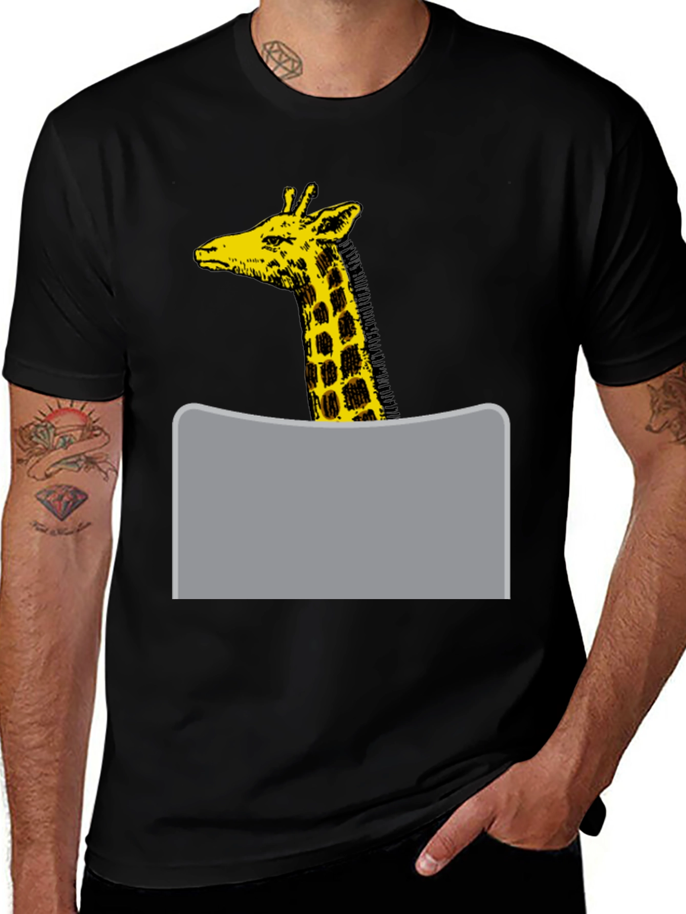 Variant 16 of Giraffe Graphic Tee - Black Cotton Blend
