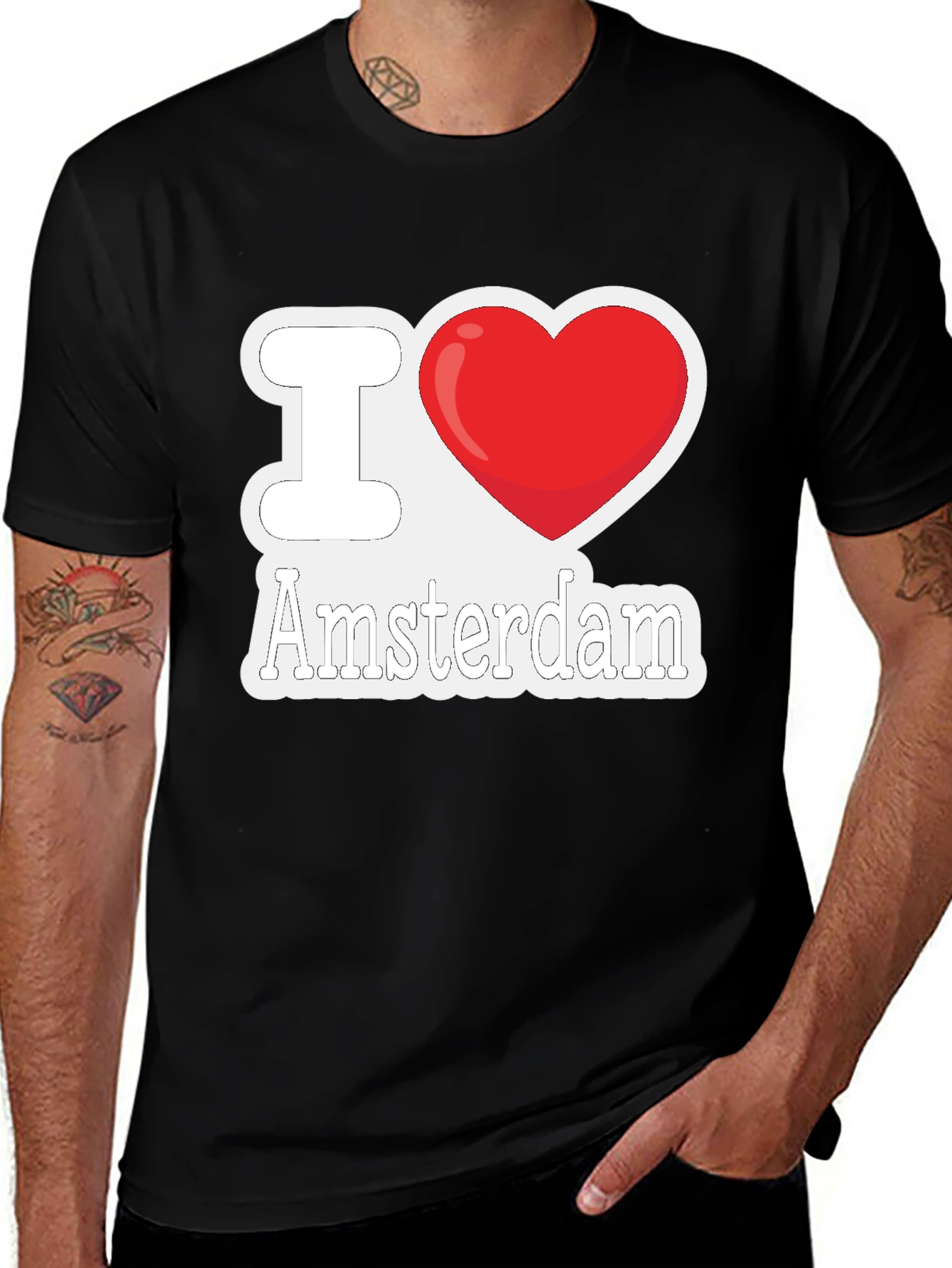 I Love Amsterdam T-Shirt - Heart Graphic Tee