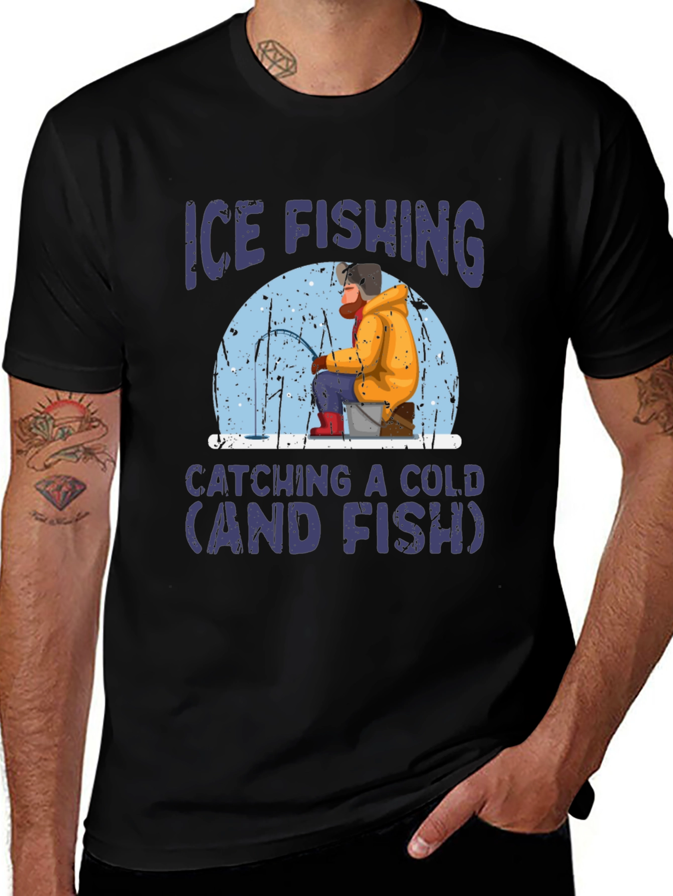 Variant 10 of Ice Fishing Catching a Cold Graphic T-Shirt