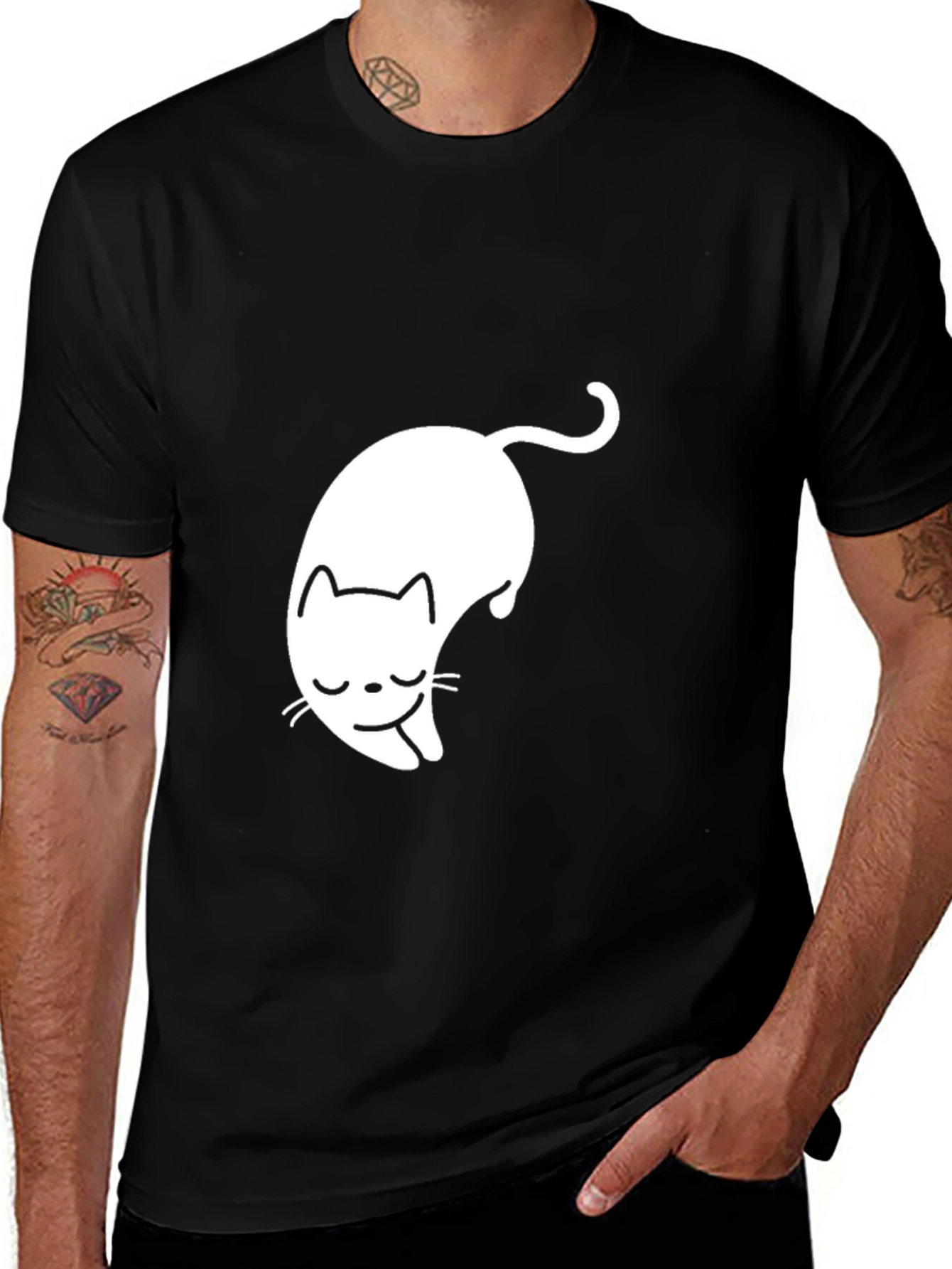 Variant 26 of Cute Cat Graphic Black T-Shirt