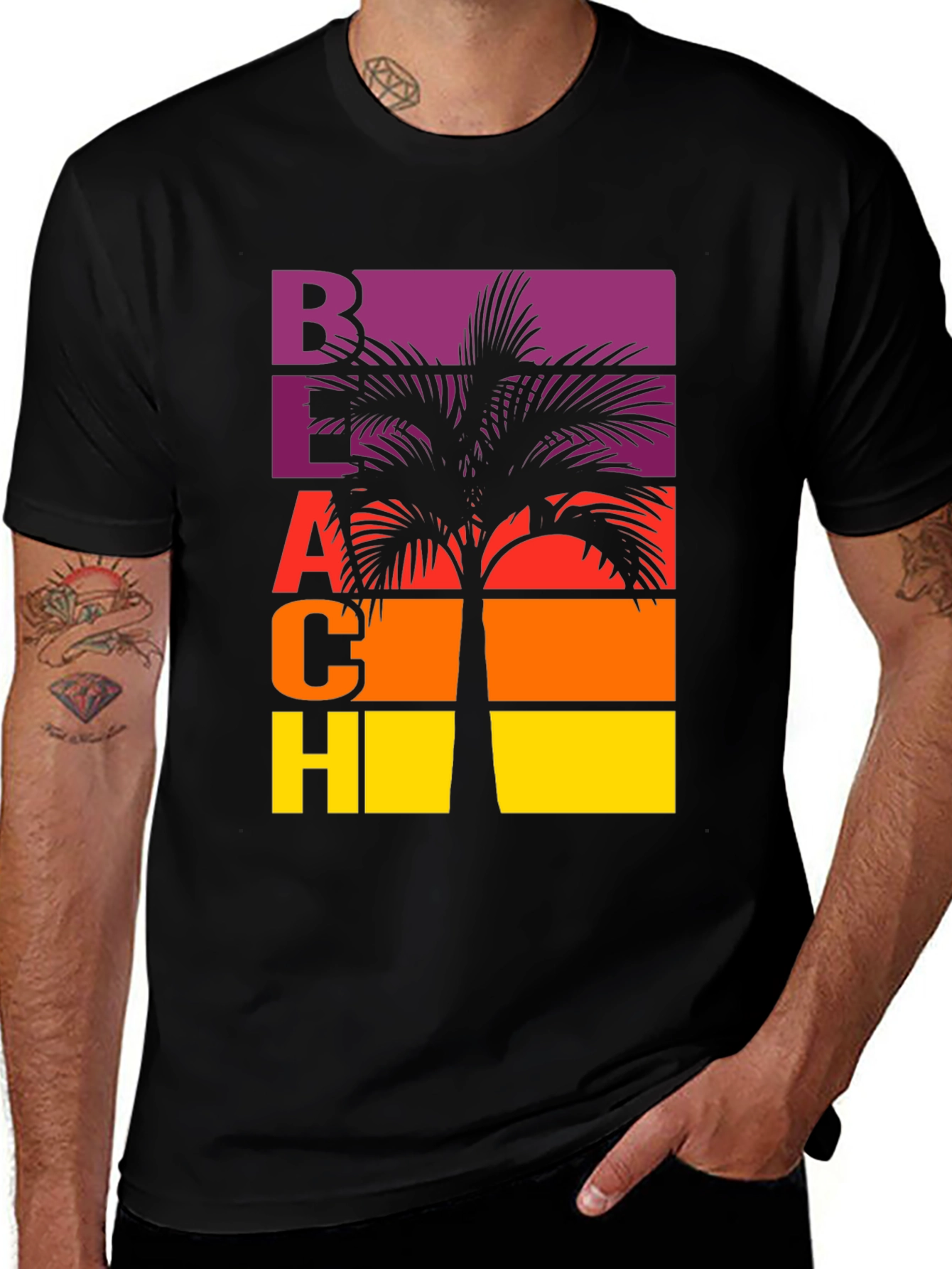 Variant 25 of Retro Beach Palm Tree T-Shirt