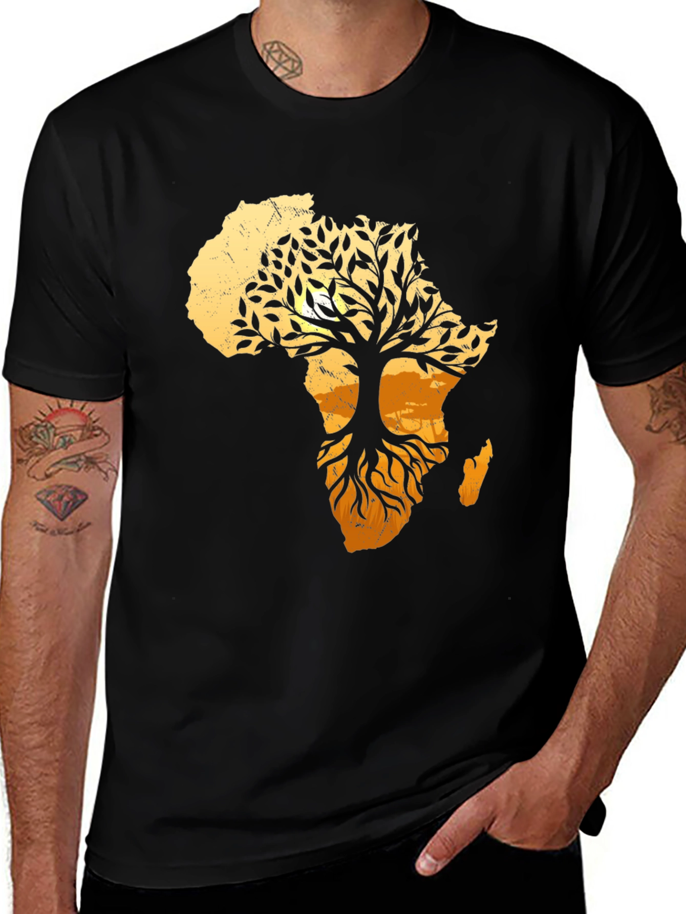 Africa Tree T-Shirt - Black Graphic Tee