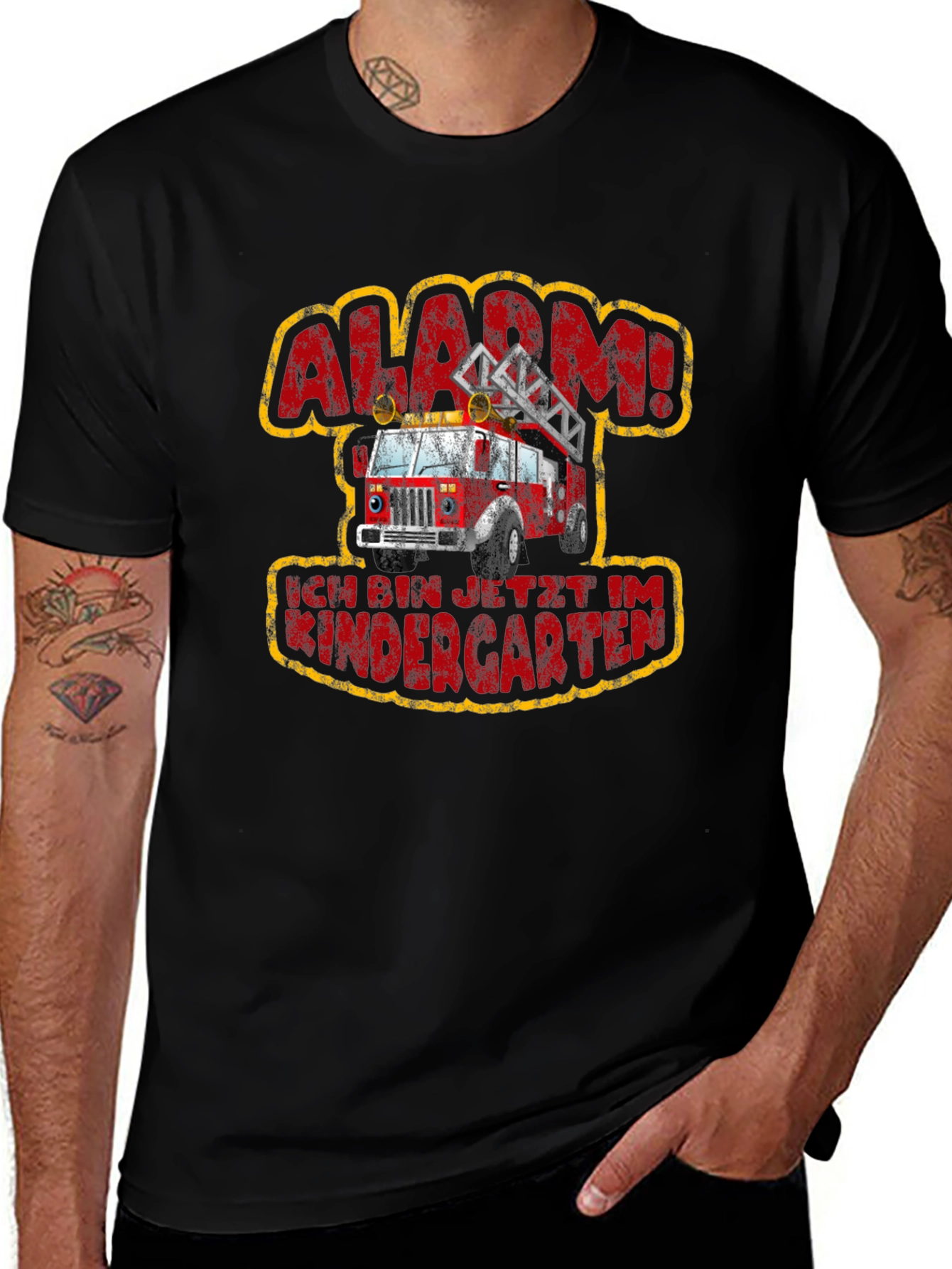 Variant 15 of Alarm! I'm in Kindergarten! T-Shirt - Firetruck Design
