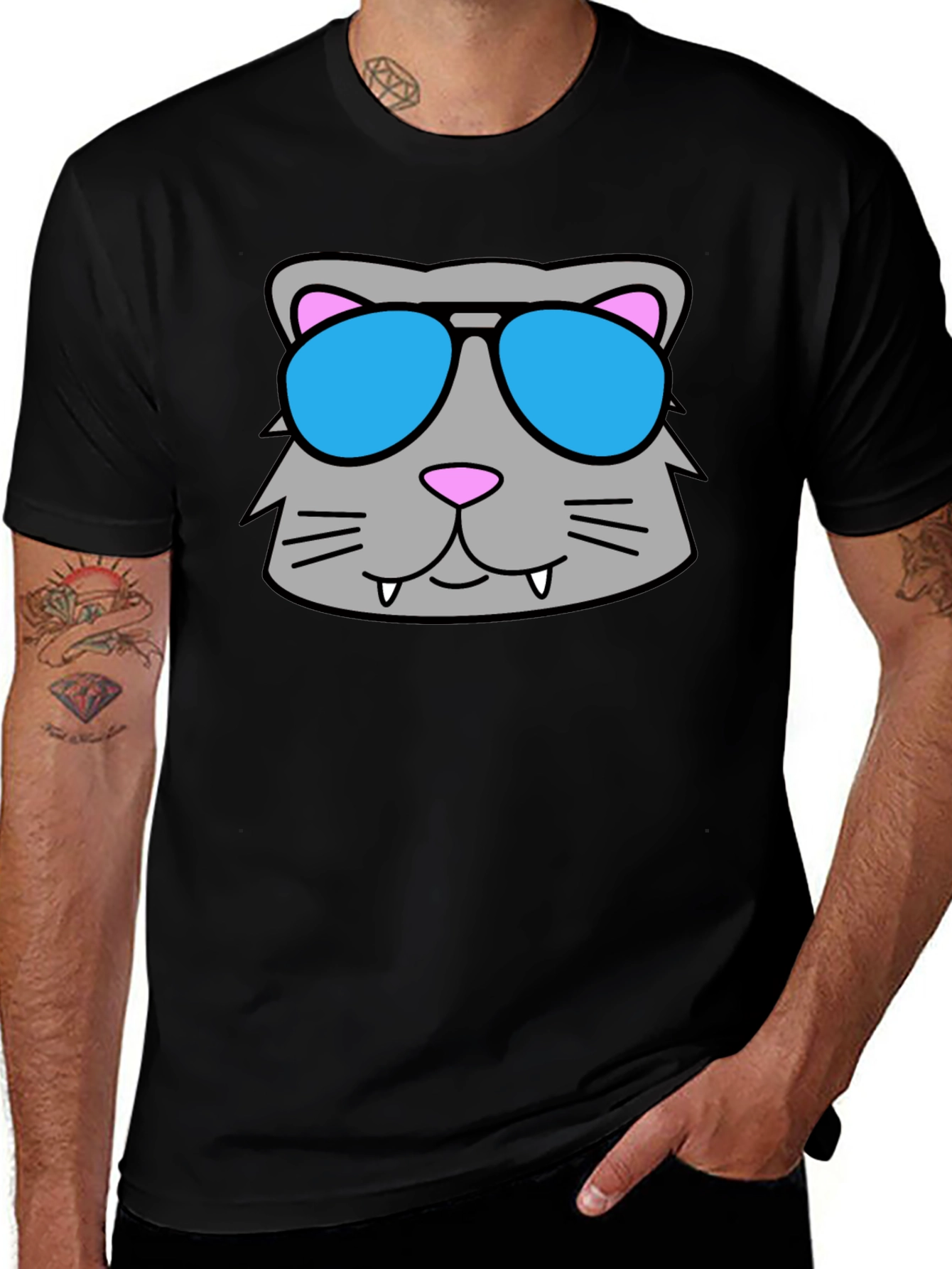 Variant 27 of Cool Cat Sunglasses Graphic Tee - Black