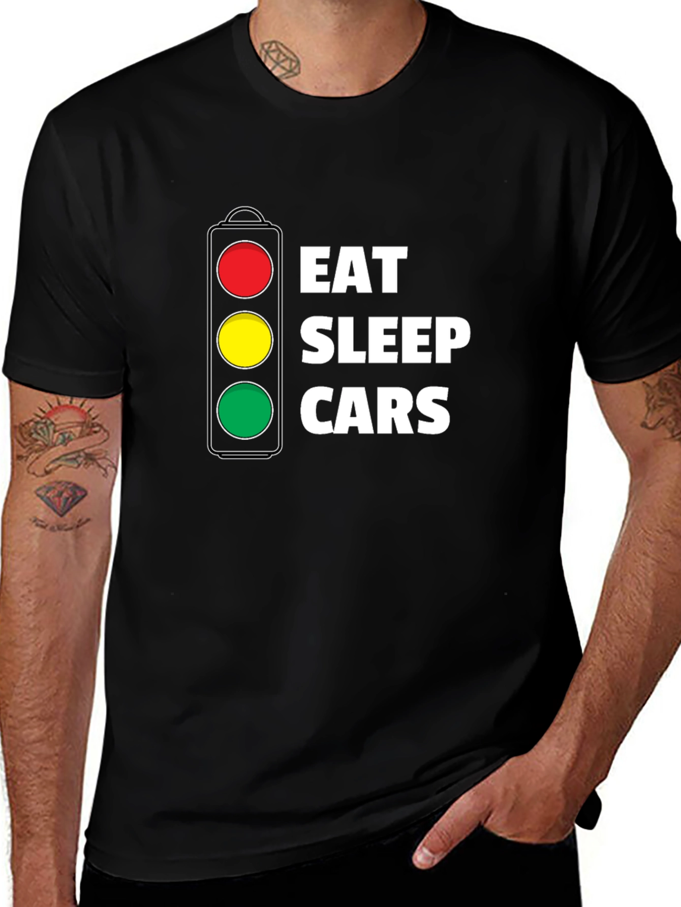 Variant 2 of Eat Sleep Cars Graphic Tee - Black