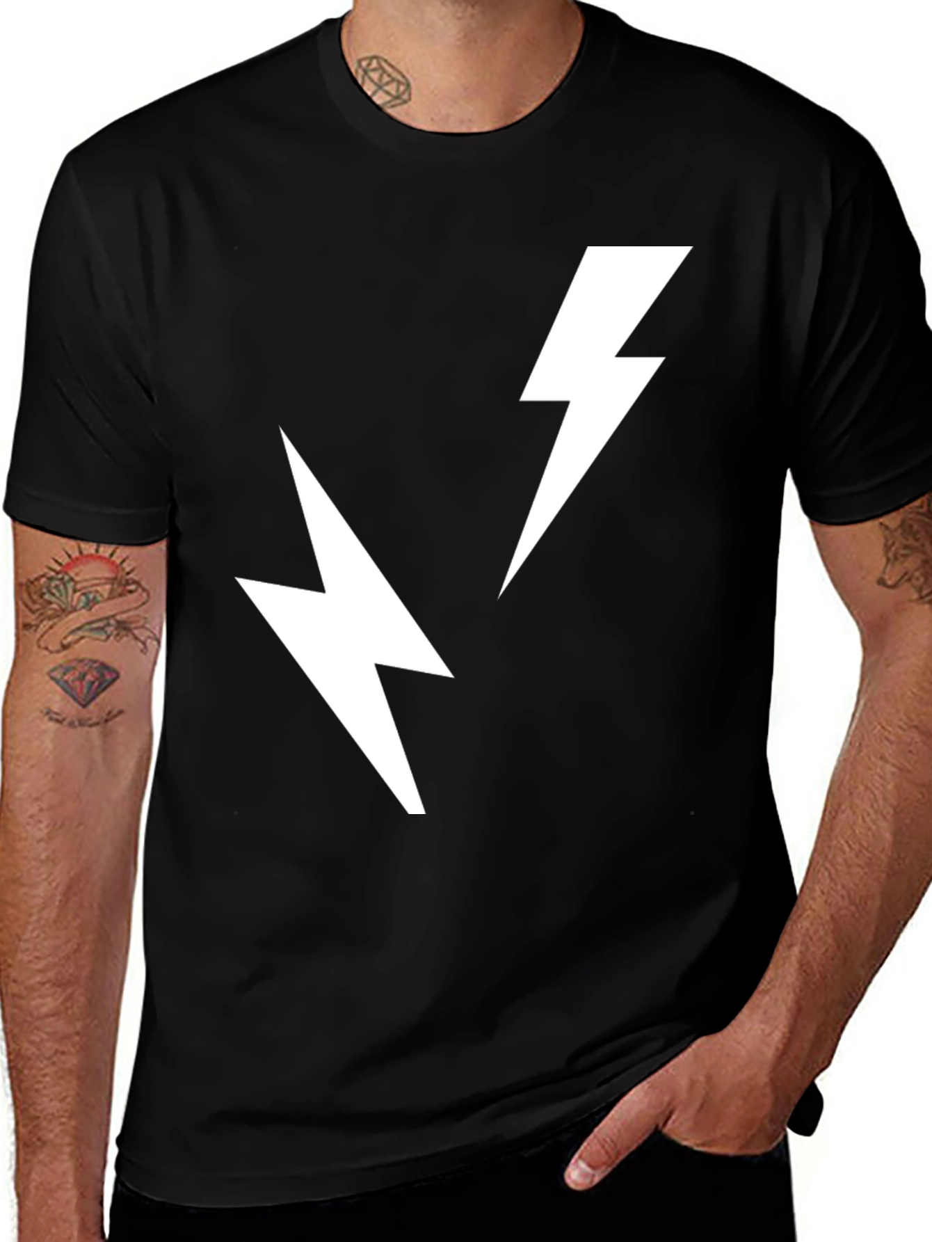 Variant 29 of Electric Bolt Tee - Black Cotton T-Shirt