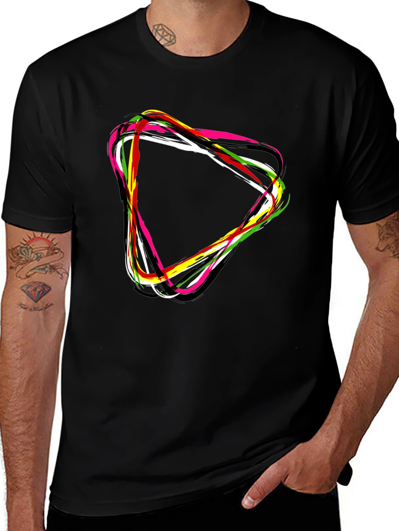 Variant 16 of Abstract Triangle Graphic Black T-Shirt