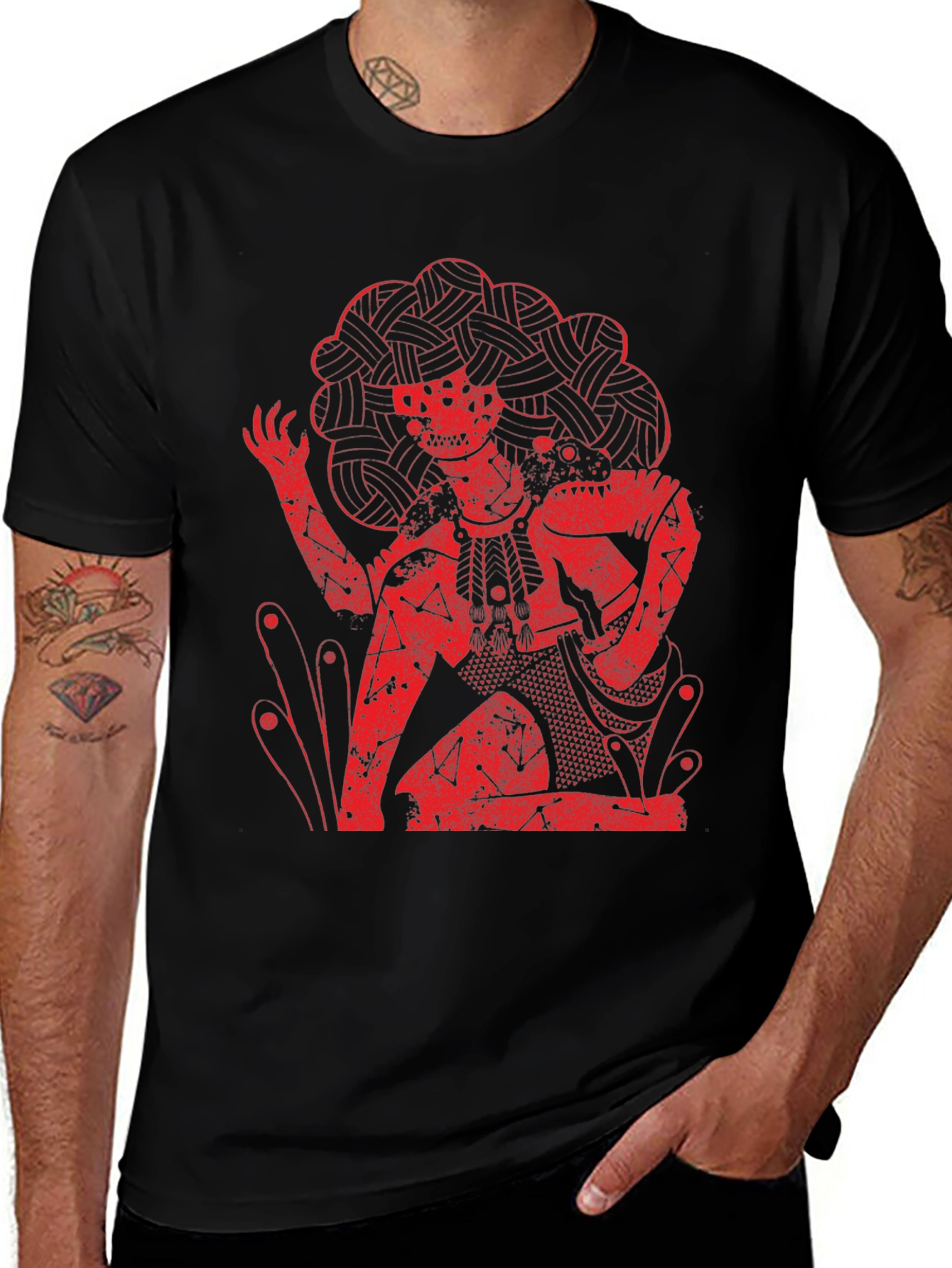 Variant 21 of Red Graphic Print Black T-Shirt