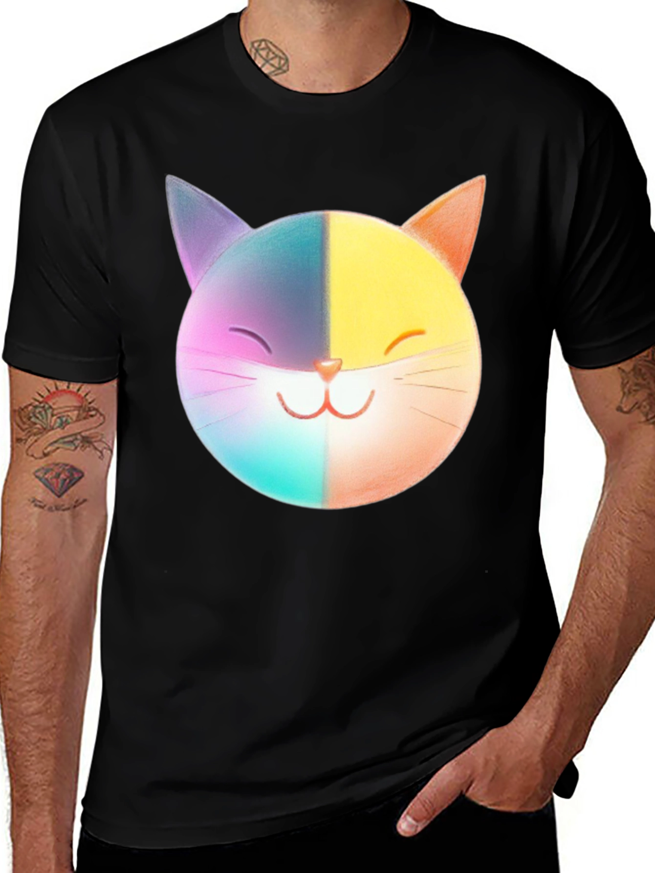Variant 30 of Rainbow Cat Graphic Tee - Soft Cotton Blend