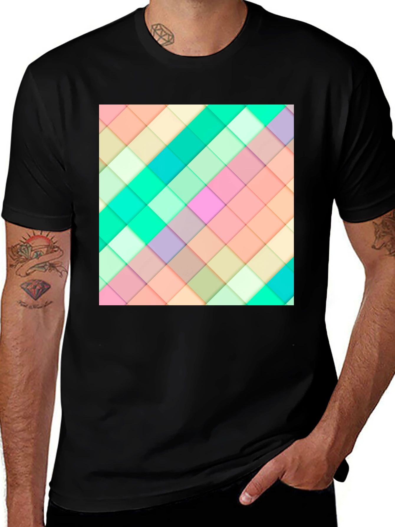 Variant 16 of Geometric Pastel Squares T-Shirt