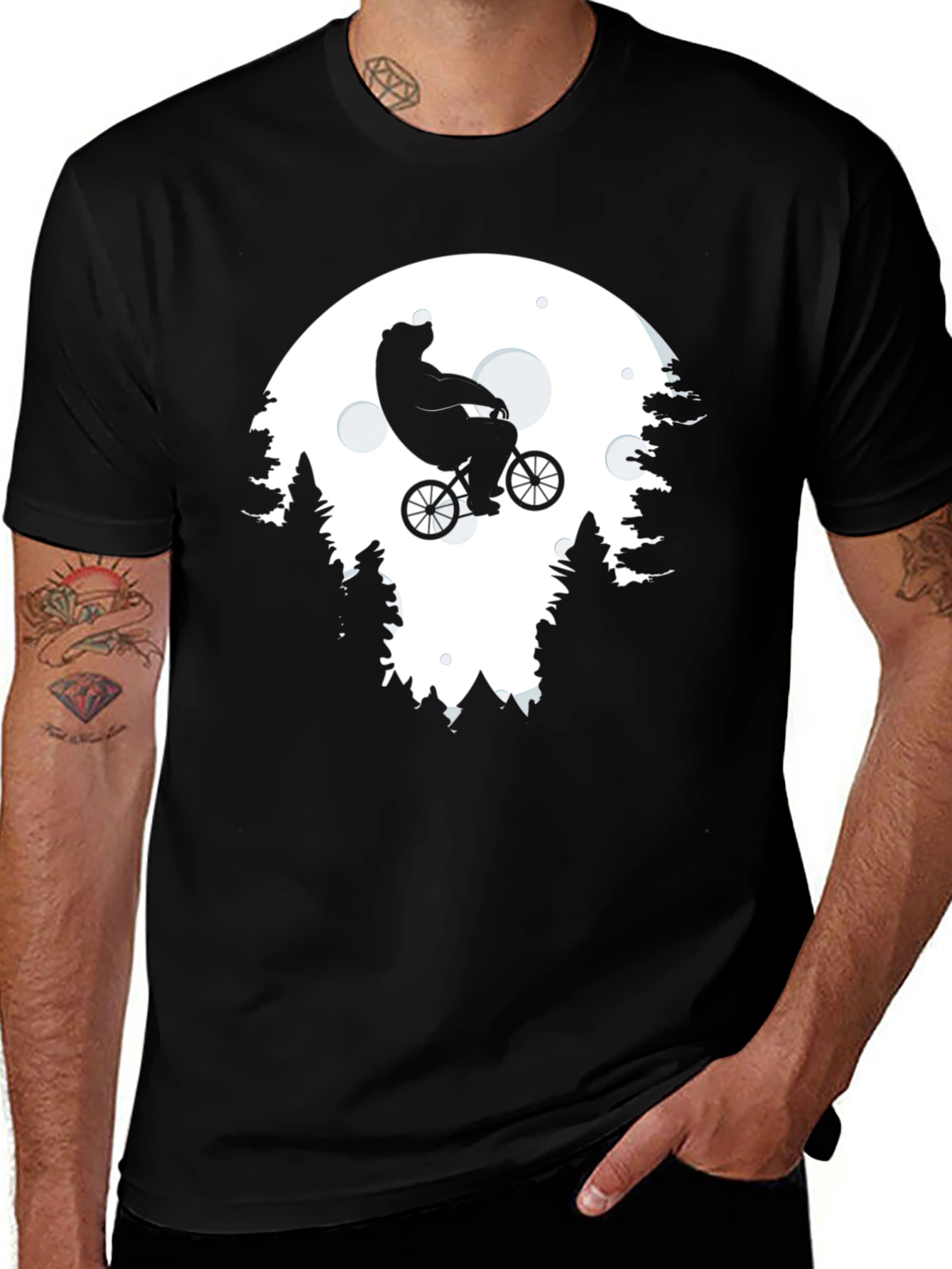 Variant 21 of Bear on Bike T-Shirt - Moonlit Adventure Tee