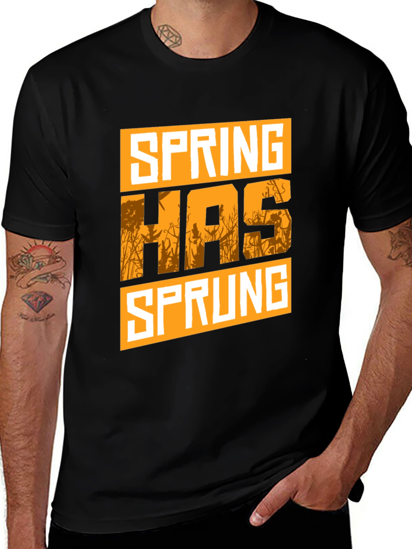 Variant 26 of Spring Has Sprung Graphic Tee - Black Cotton