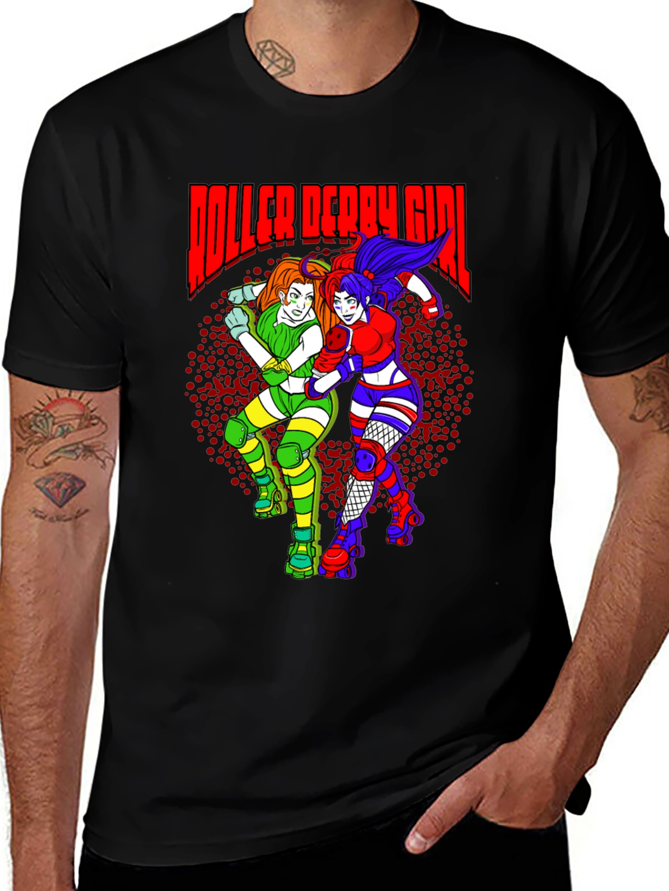 Roller Derby Girl T-Shirt - Black Cotton Graphic Tee