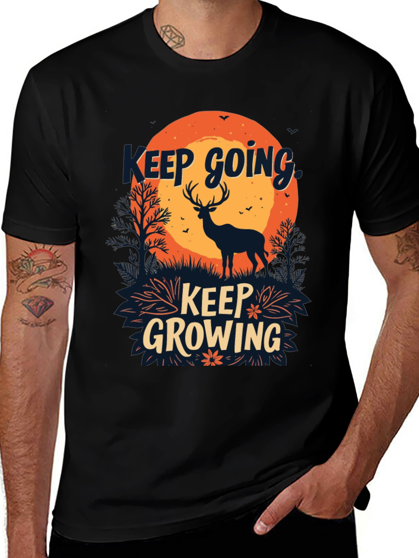 Variant 21 of Keep Going, Keep Growing Black Graphic T-Shirt
