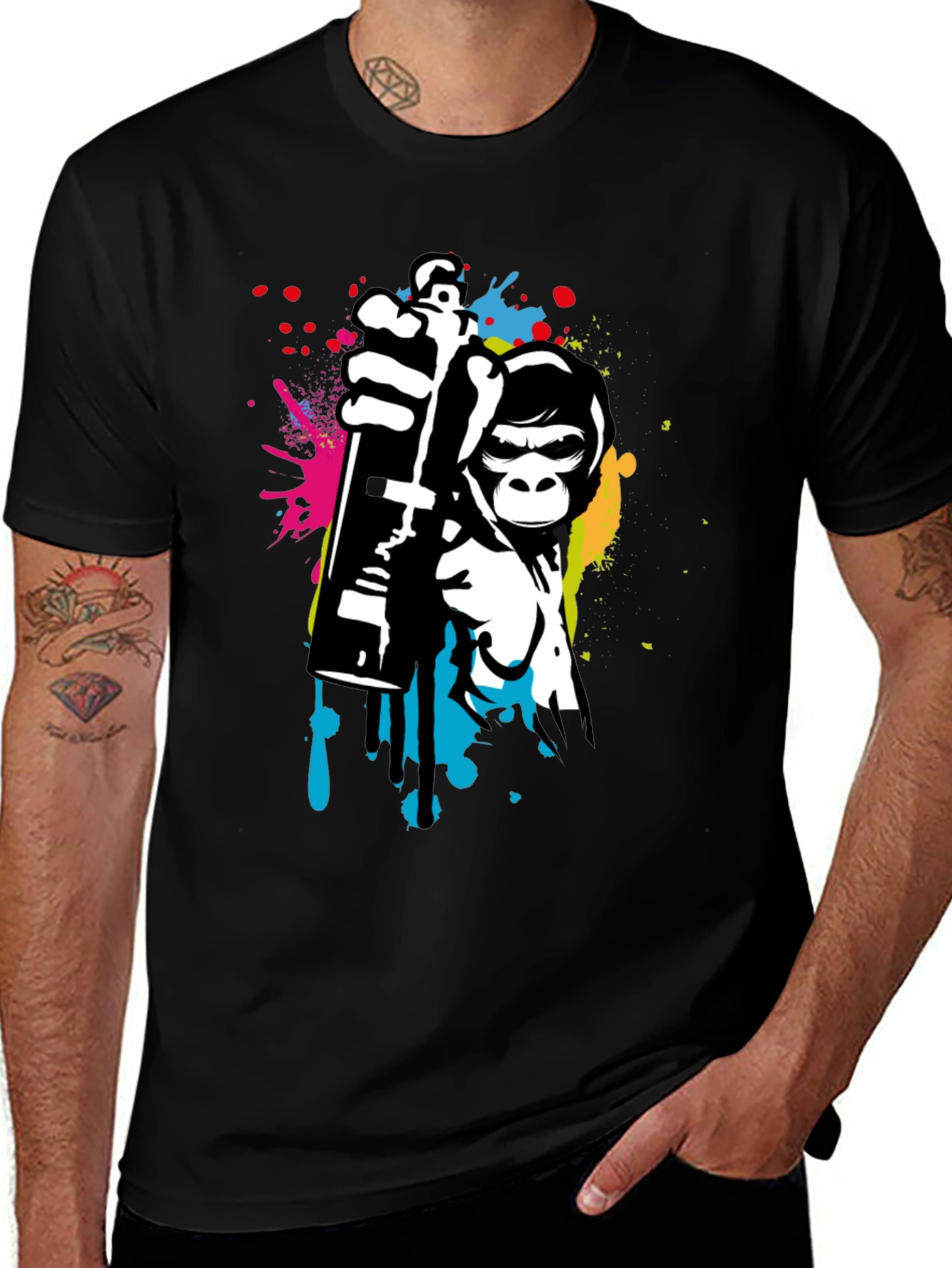 Monkey Graffiti Artist T-Shirt - Urban Style