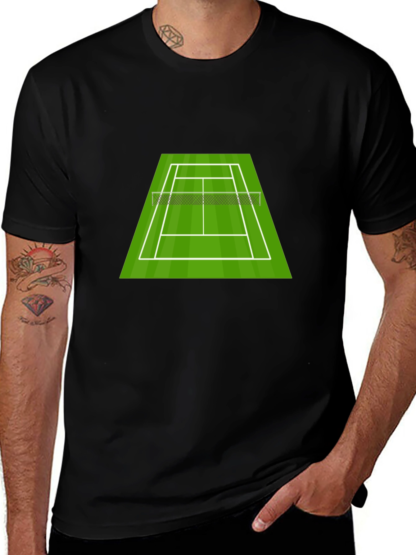 Variant 30 of Tennis Court Graphic Black T-Shirt