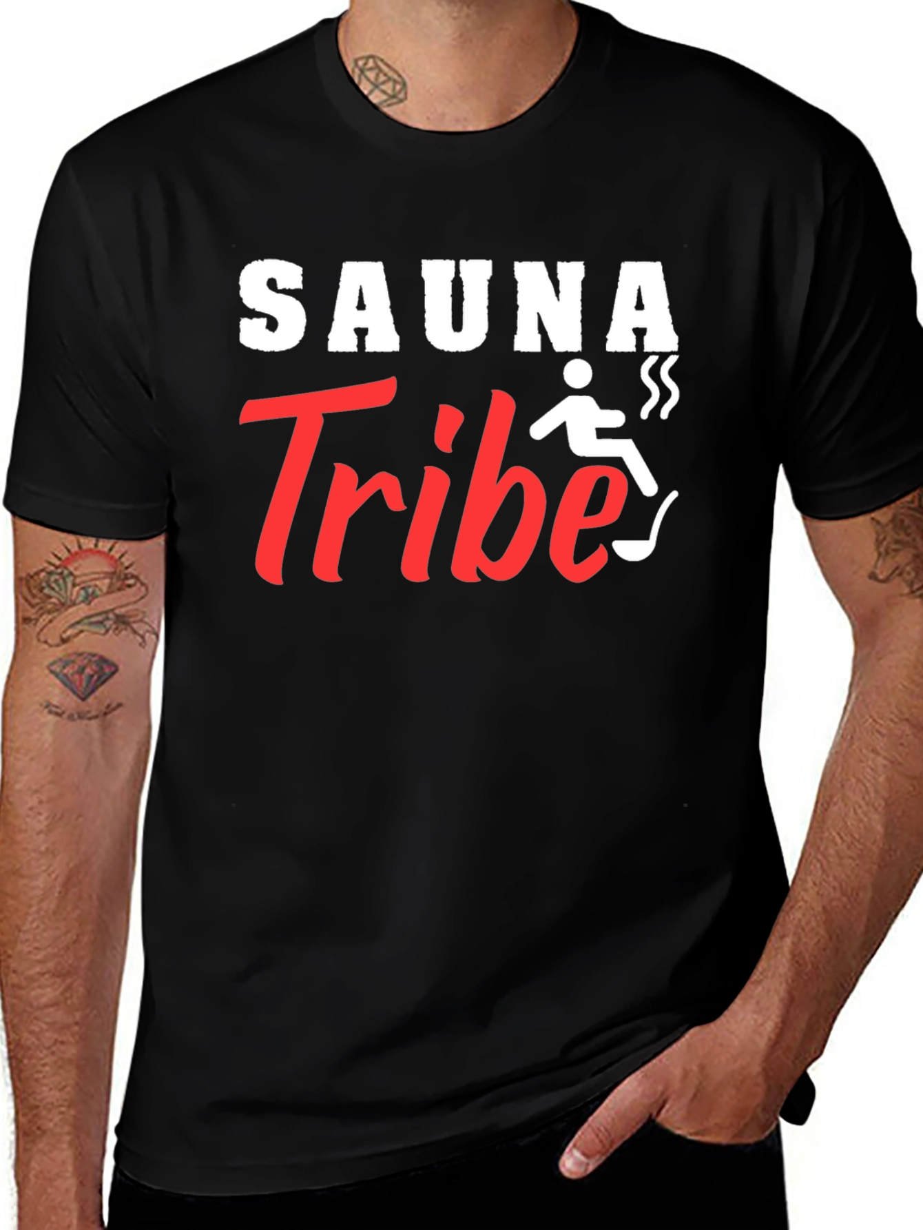 Variant 18 of Sauna Tribe Graphic T-Shirt - Cool Black Tee