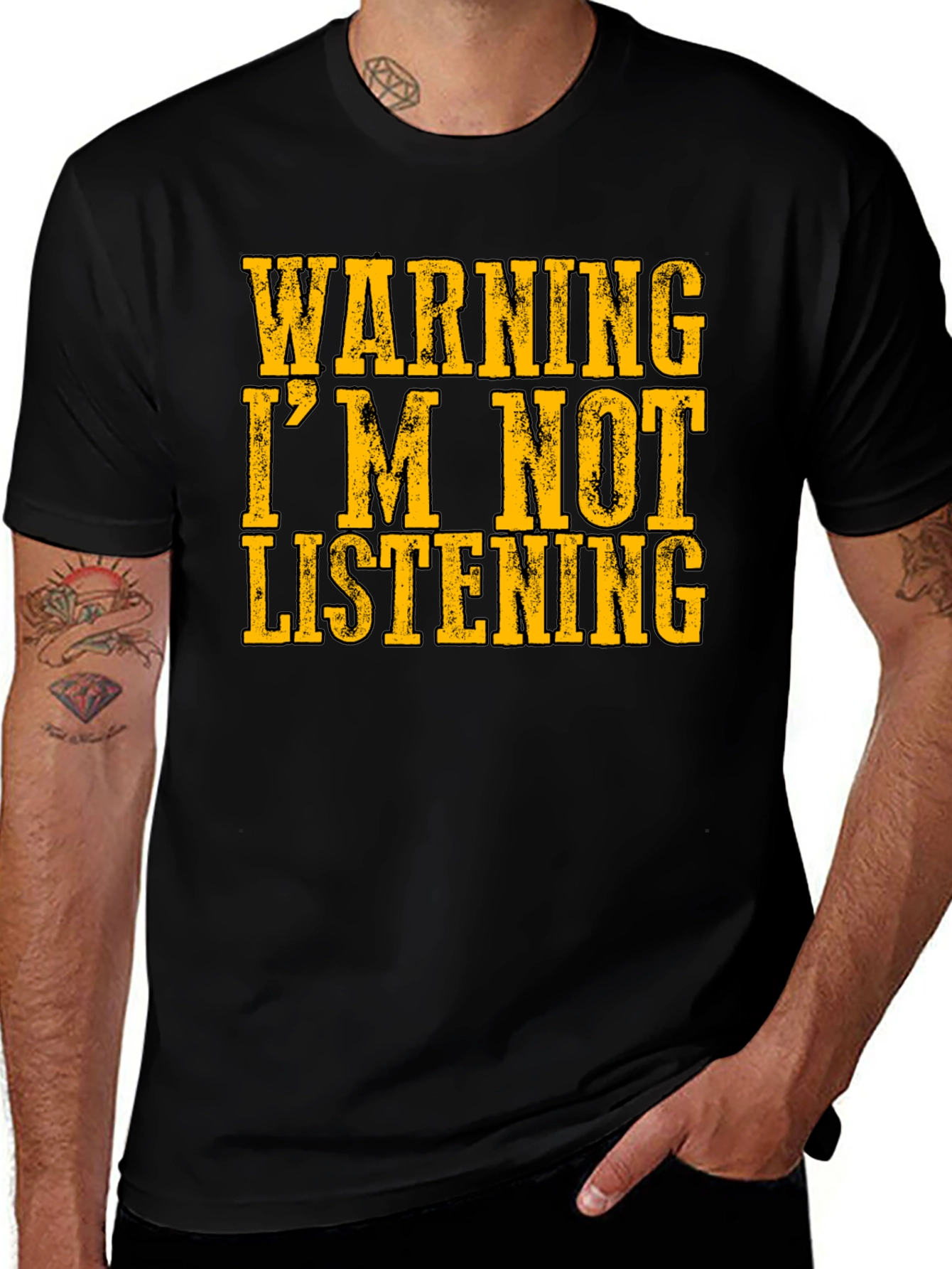 Variant 15 of Warning, I'm Not Listening Black Graphic Tee