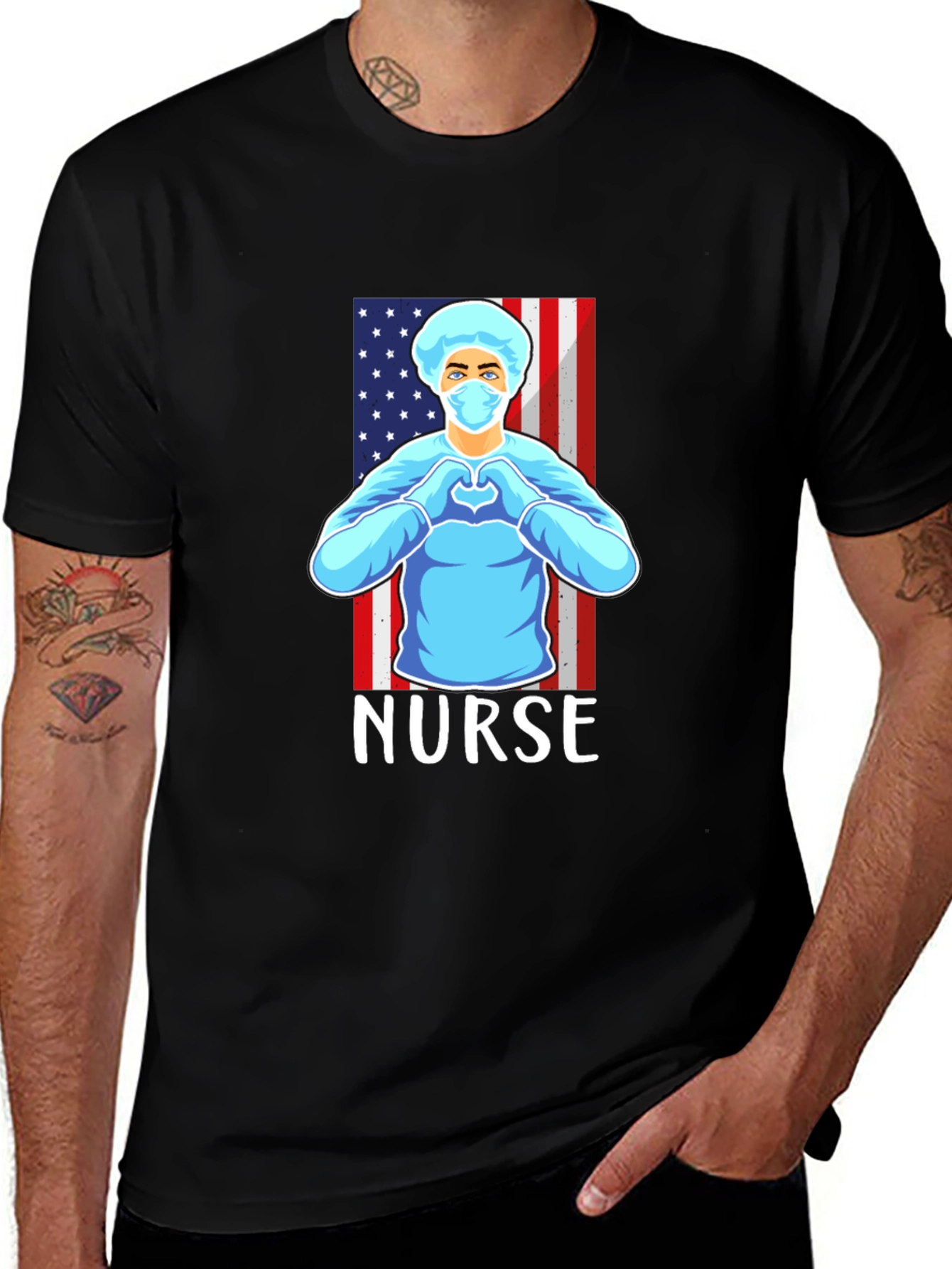 Variant 18 of Nurse American Flag Graphic T-Shirt