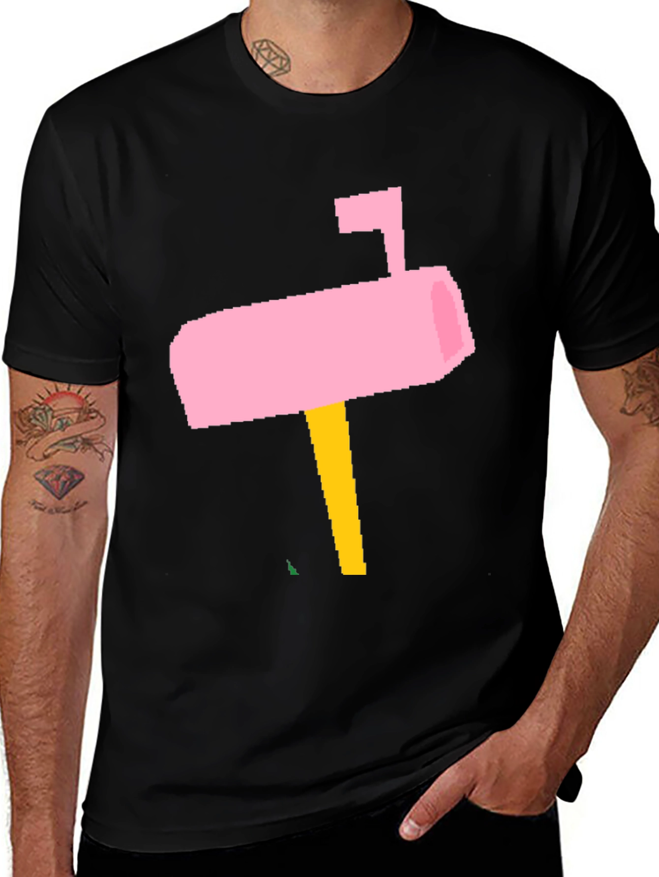 Variant 13 of Pink Pixel Mailbox Black T-Shirt