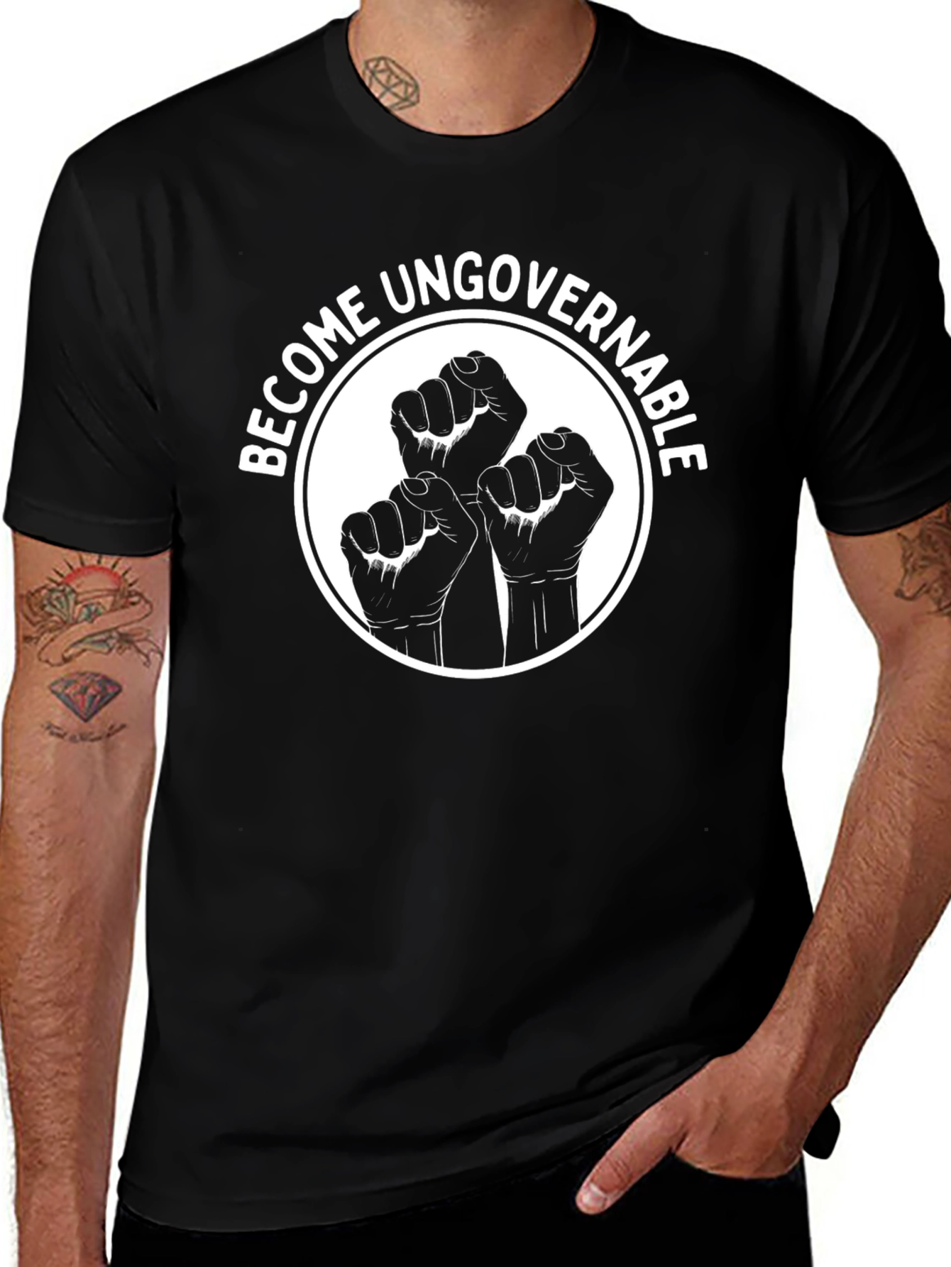 Variant 9 of Become Ungovernable Black T-Shirt - Fist Design