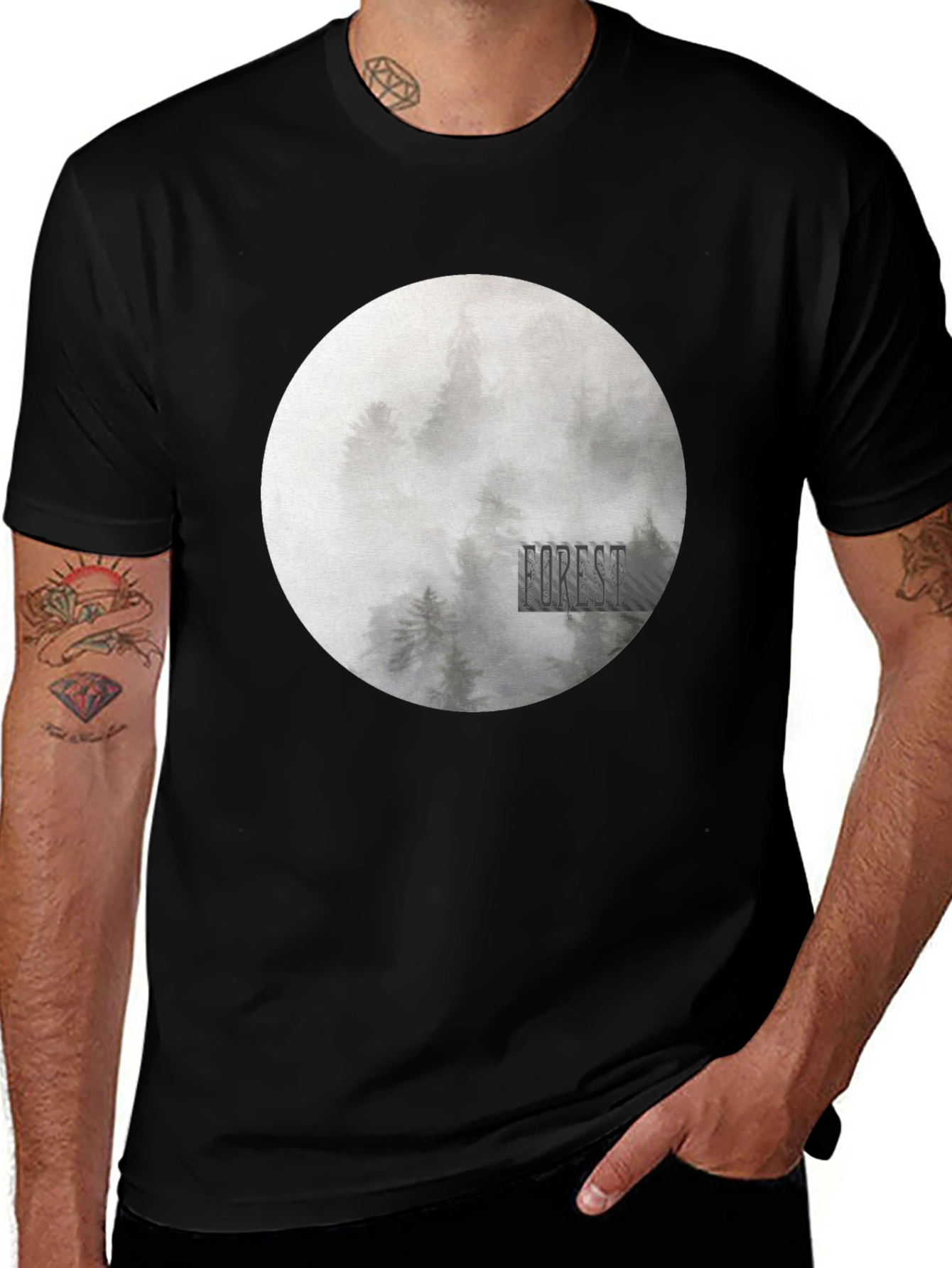 Variant 25 of Forest Design Men's Black T-Shirt