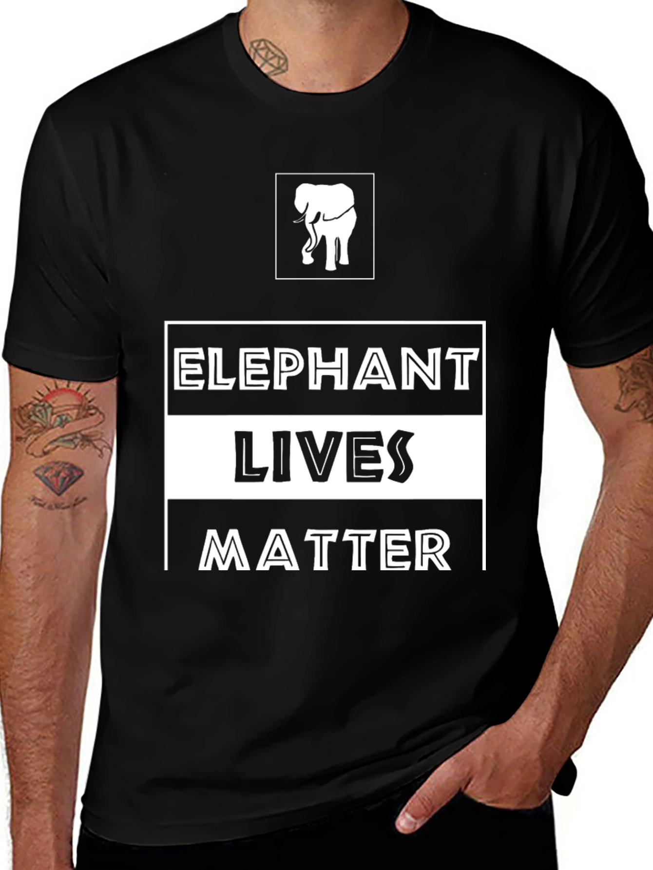 Variant 10 of Elephant Lives Matter Graphic Tee - Black