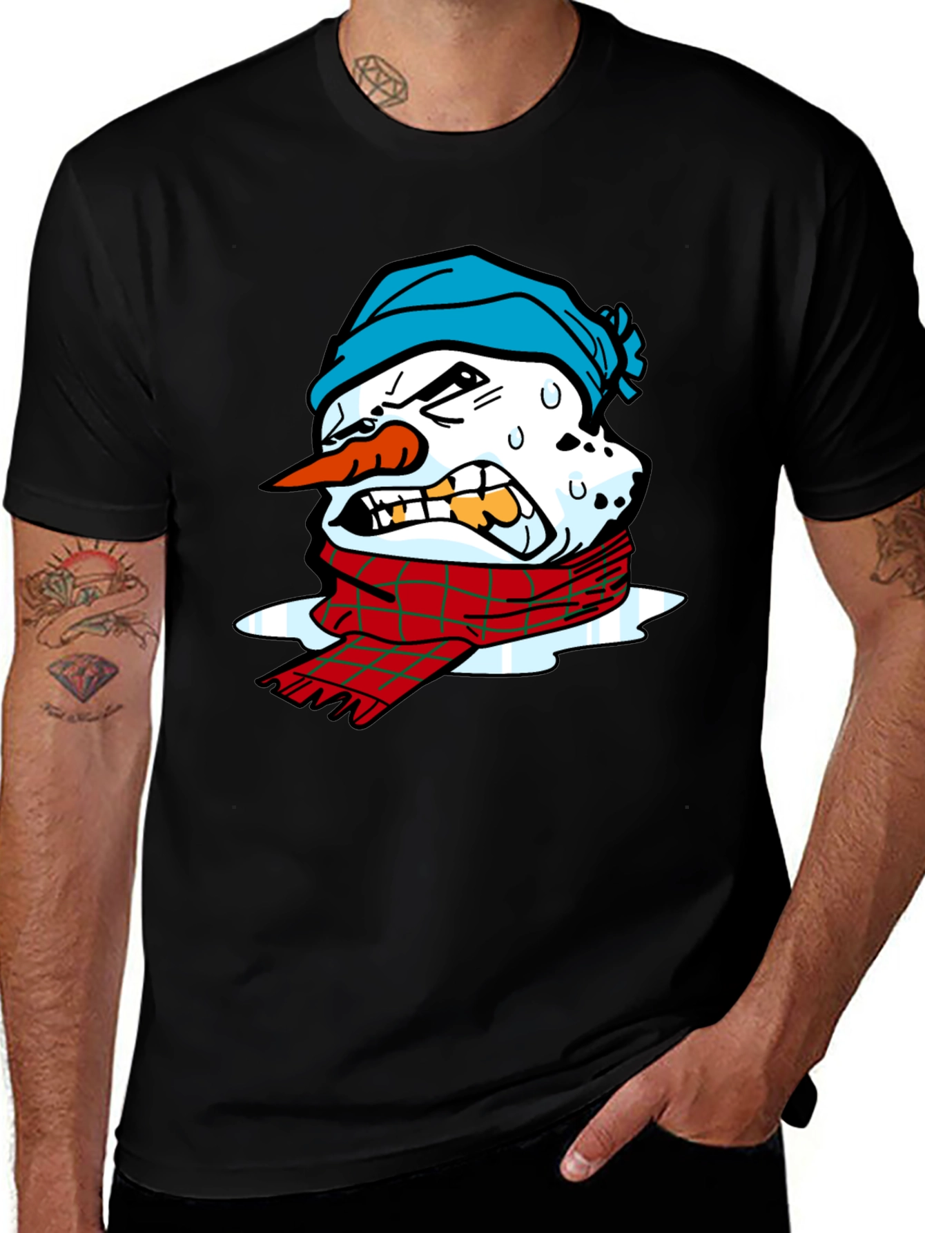 Variant 5 of Grumpy Snowman Graphic T-Shirt