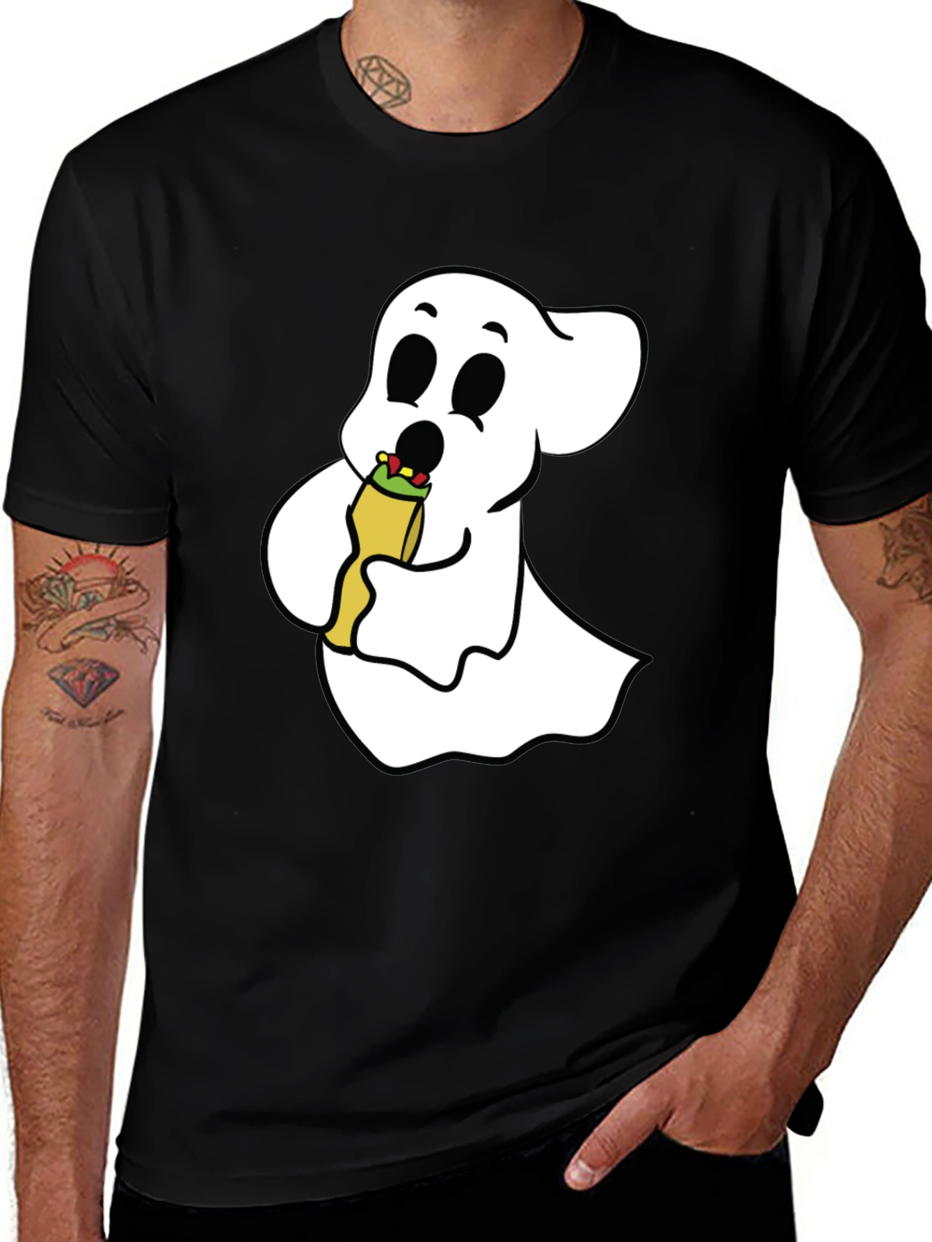 Variant 16 of Ghost Eating Taco Graphic Tee - Soft Cotton Comfort