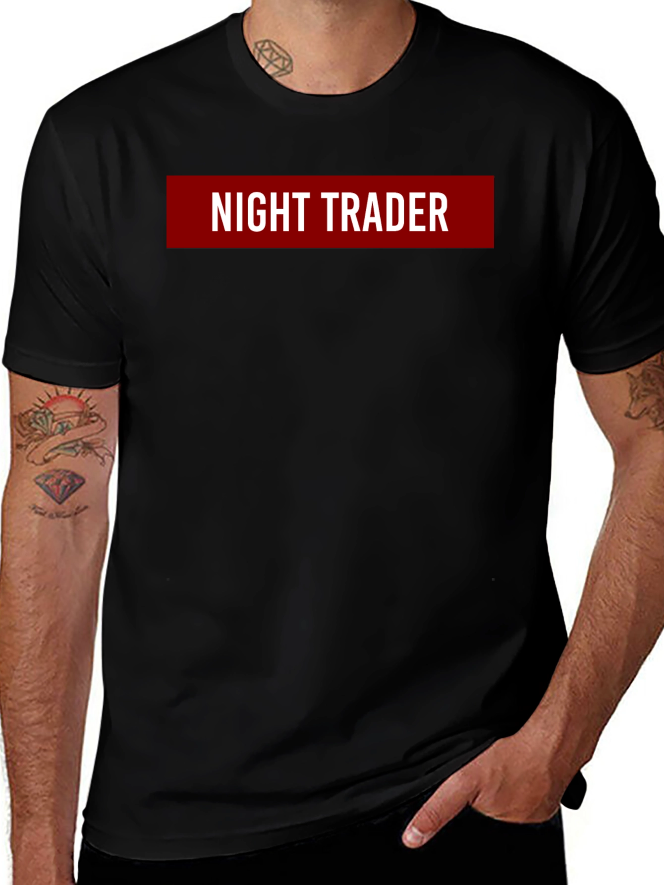 Variant 3 of Night Trader Graphic Tee - Black Crew Neck T-Shirt