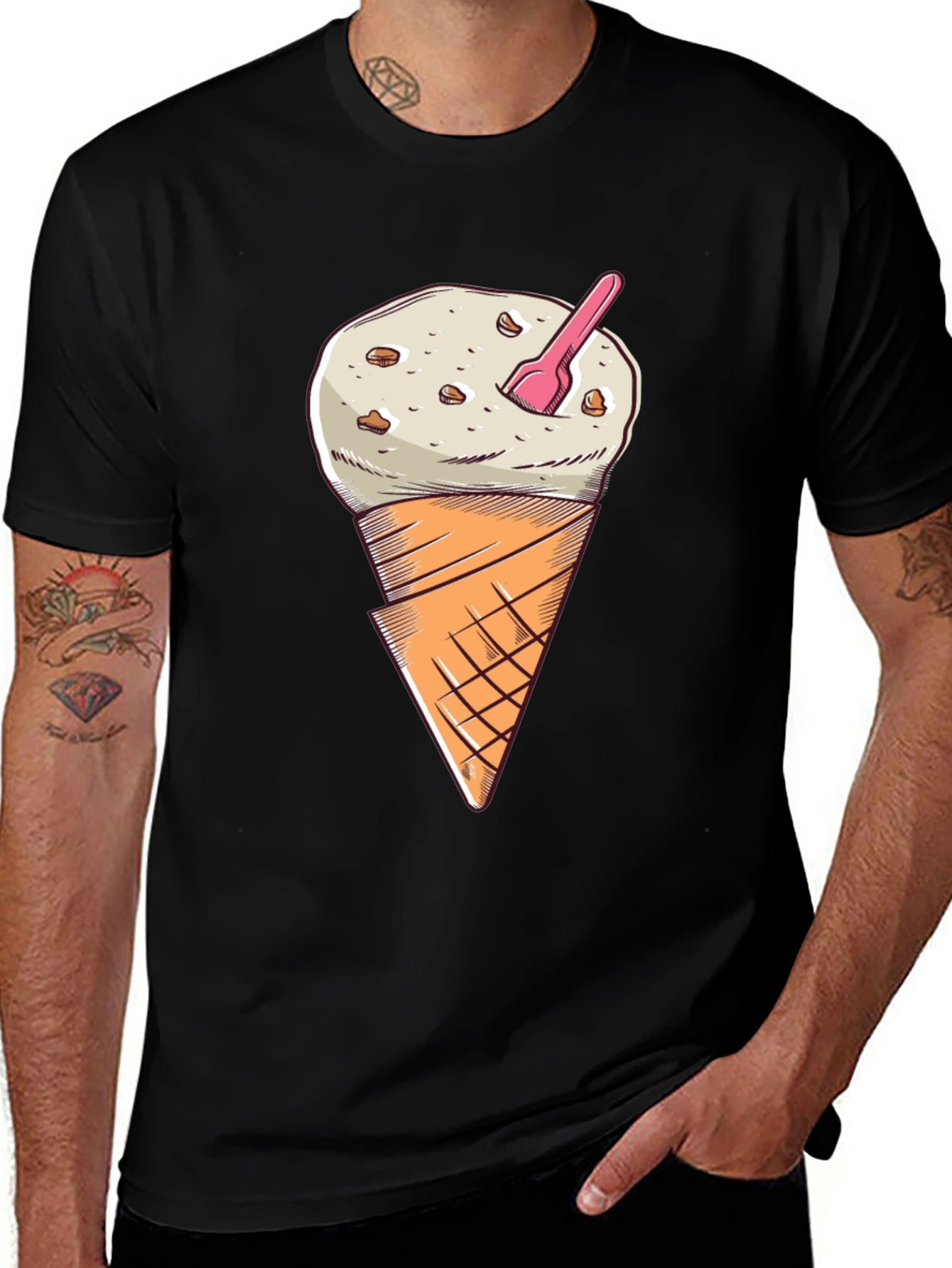 Variant 9 of Ice Cream Cone Graphic Tee - Black