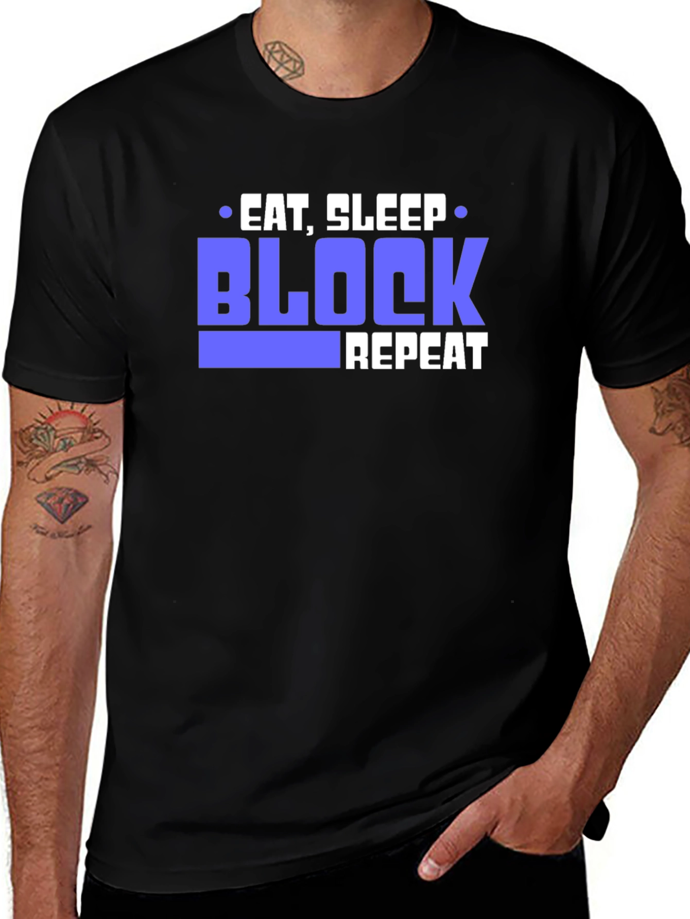 Variant 17 of Eat, Sleep, Block, Repeat Black T-Shirt