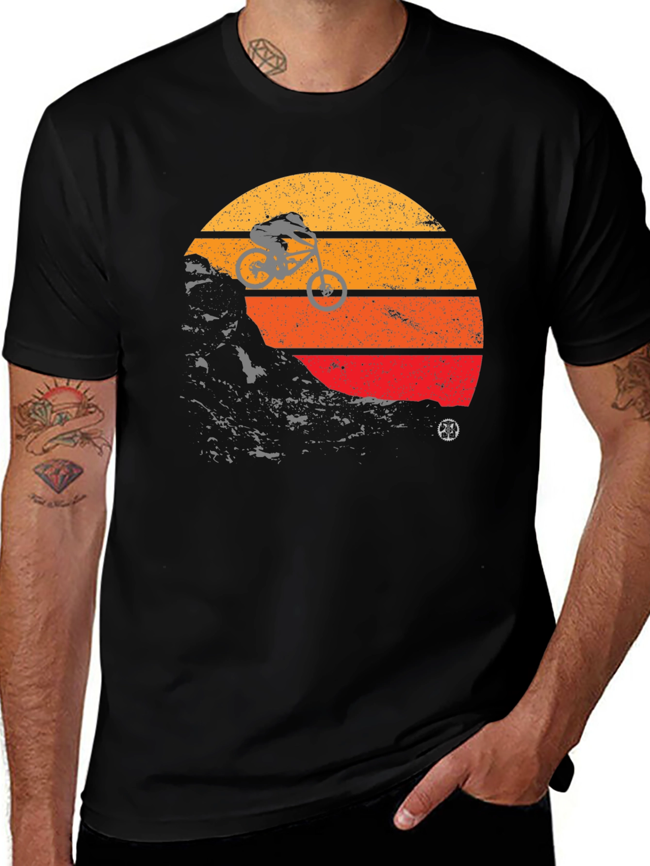 Variant 20 of Mountain Bike Sunset Graphic Tee - Black