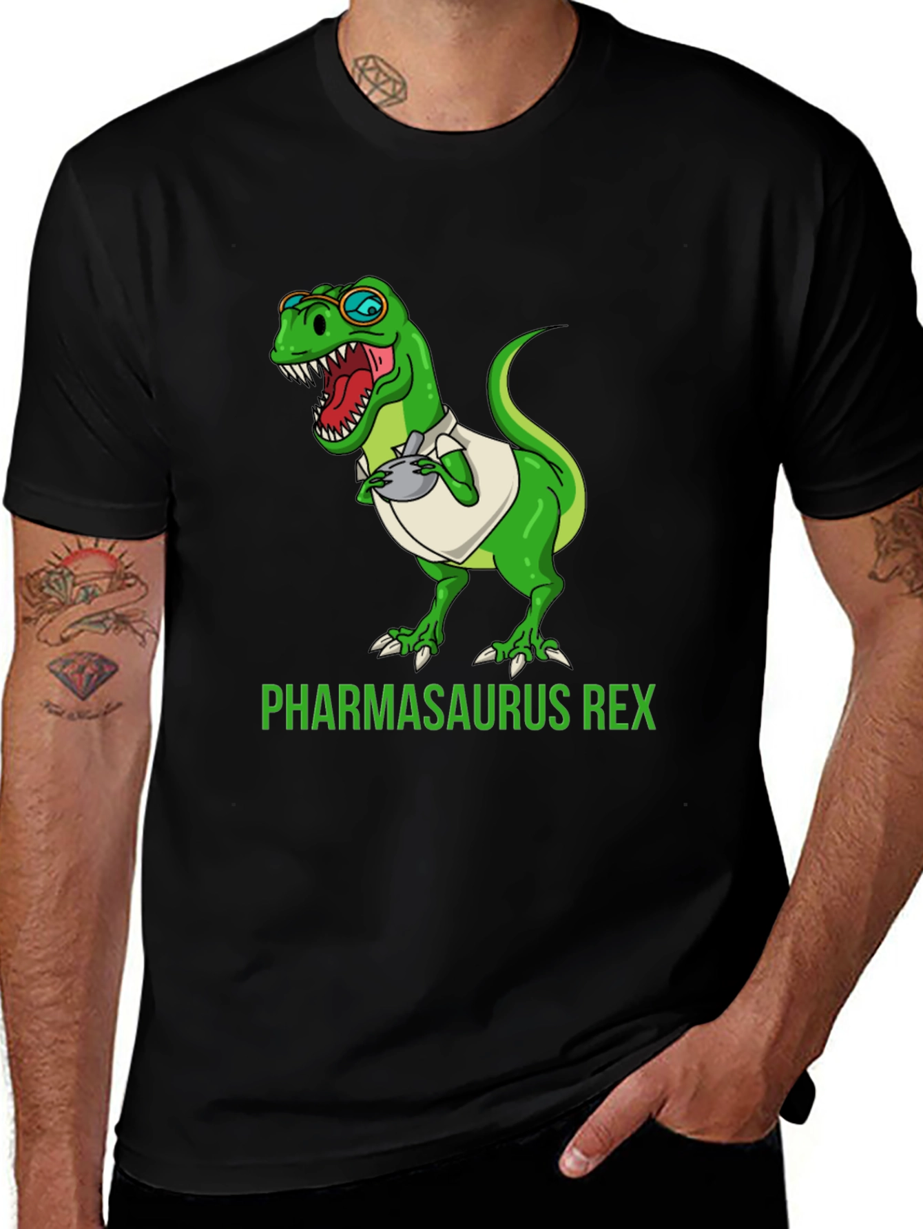 Pharmasaurus Rex T-Shirt - Science Dinosaur Tee