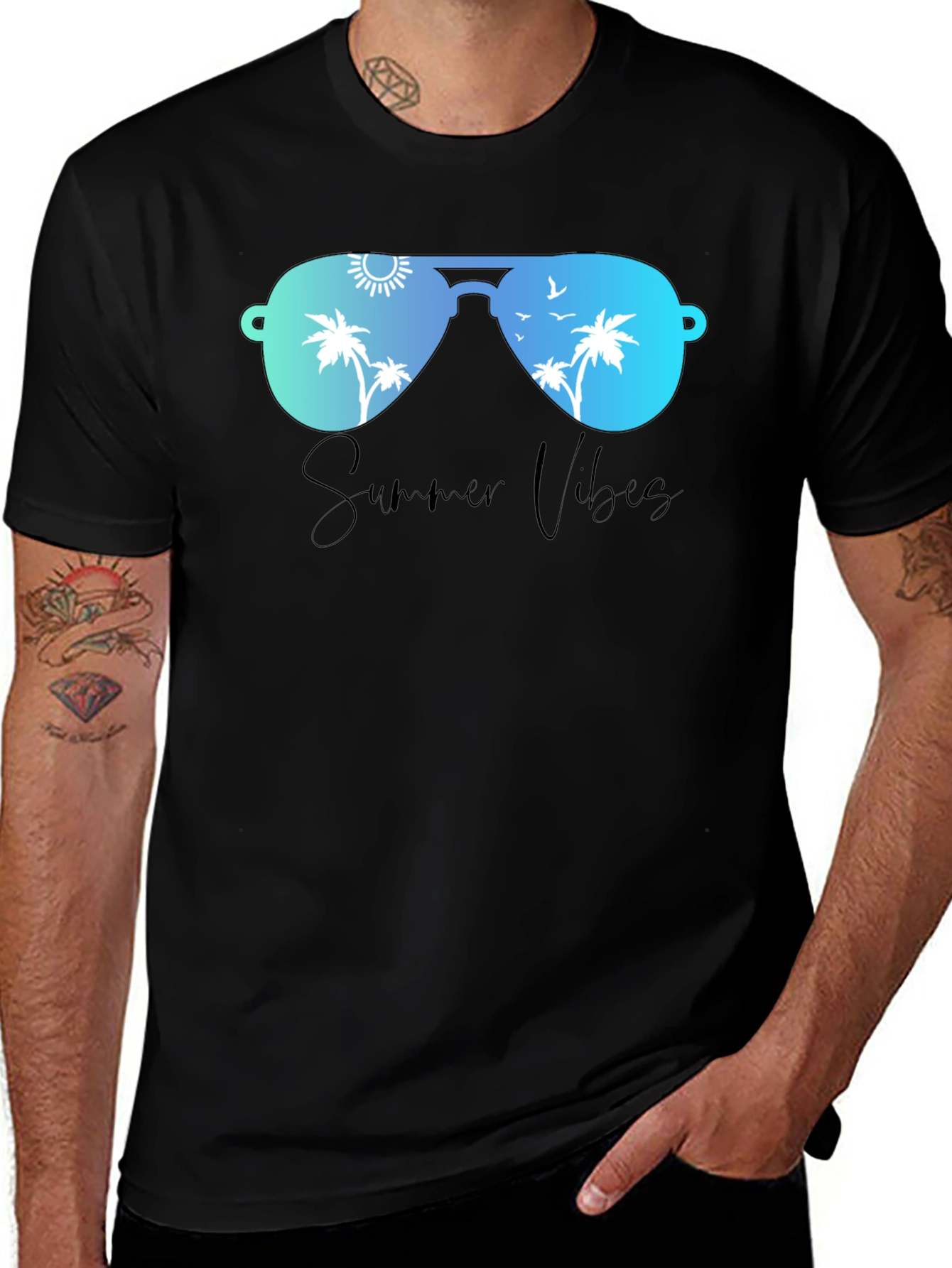 Summer Vibes T-Shirt with Sunglasses Graphic