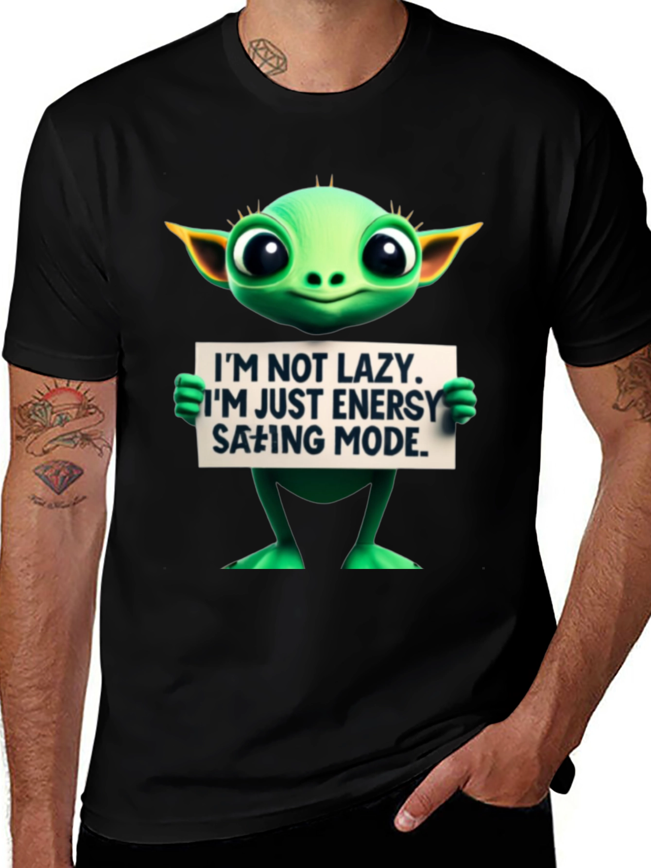 Variant 25 of Lazy Mode Alien Graphic Tee