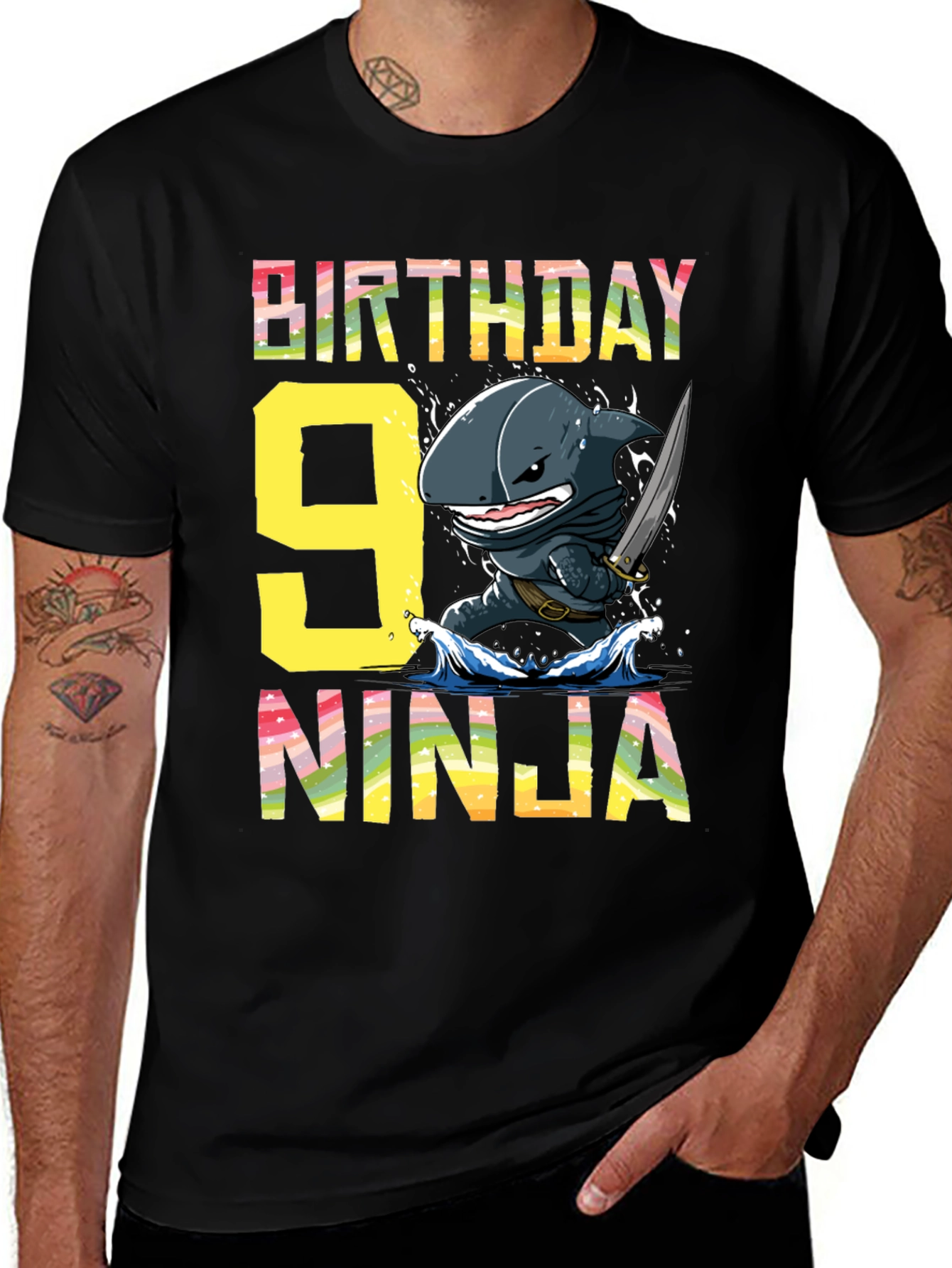 Variant 12 of Birthday Ninja Shark 9th T-Shirt