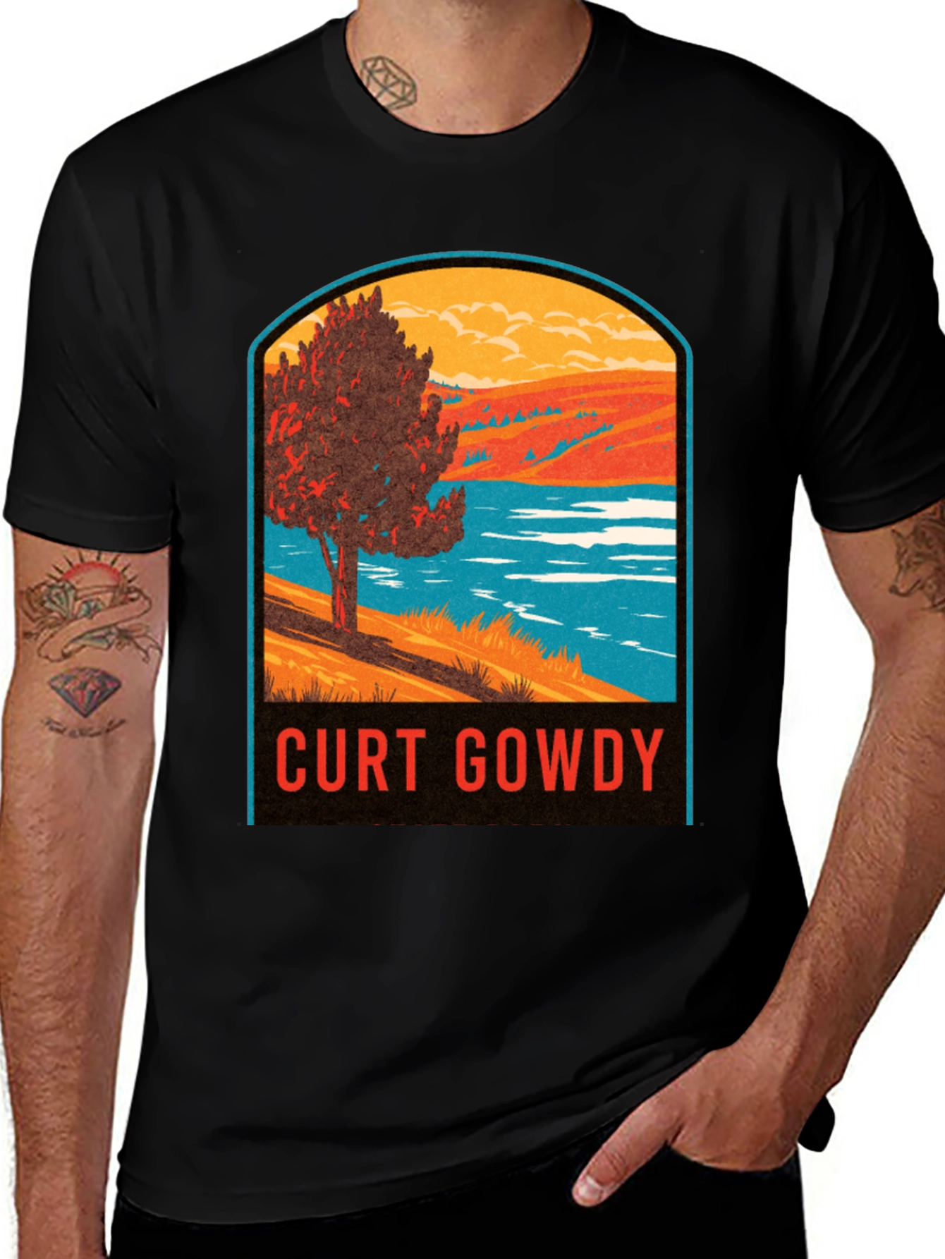 Variant 21 of Curt Gowdy Retro Landscape Graphic T-Shirt