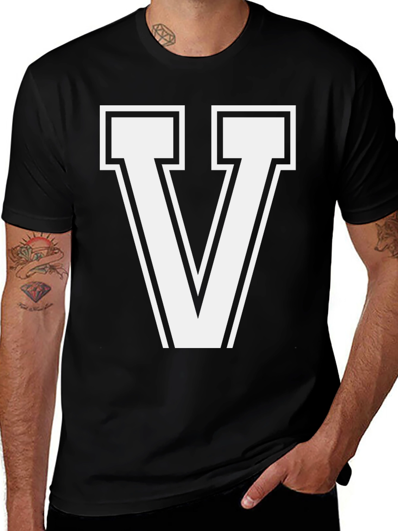 Variant 16 of Bold Letter "V" Graphic T-Shirt - Casual Style
