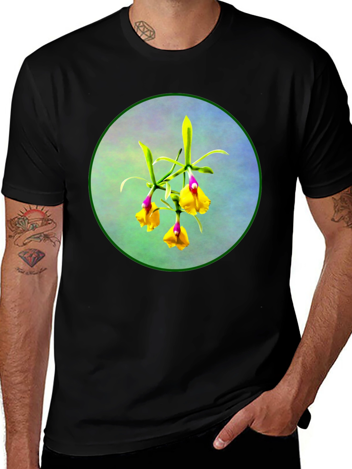 Floral Orchid Graphic T-Shirt - Botanical Design