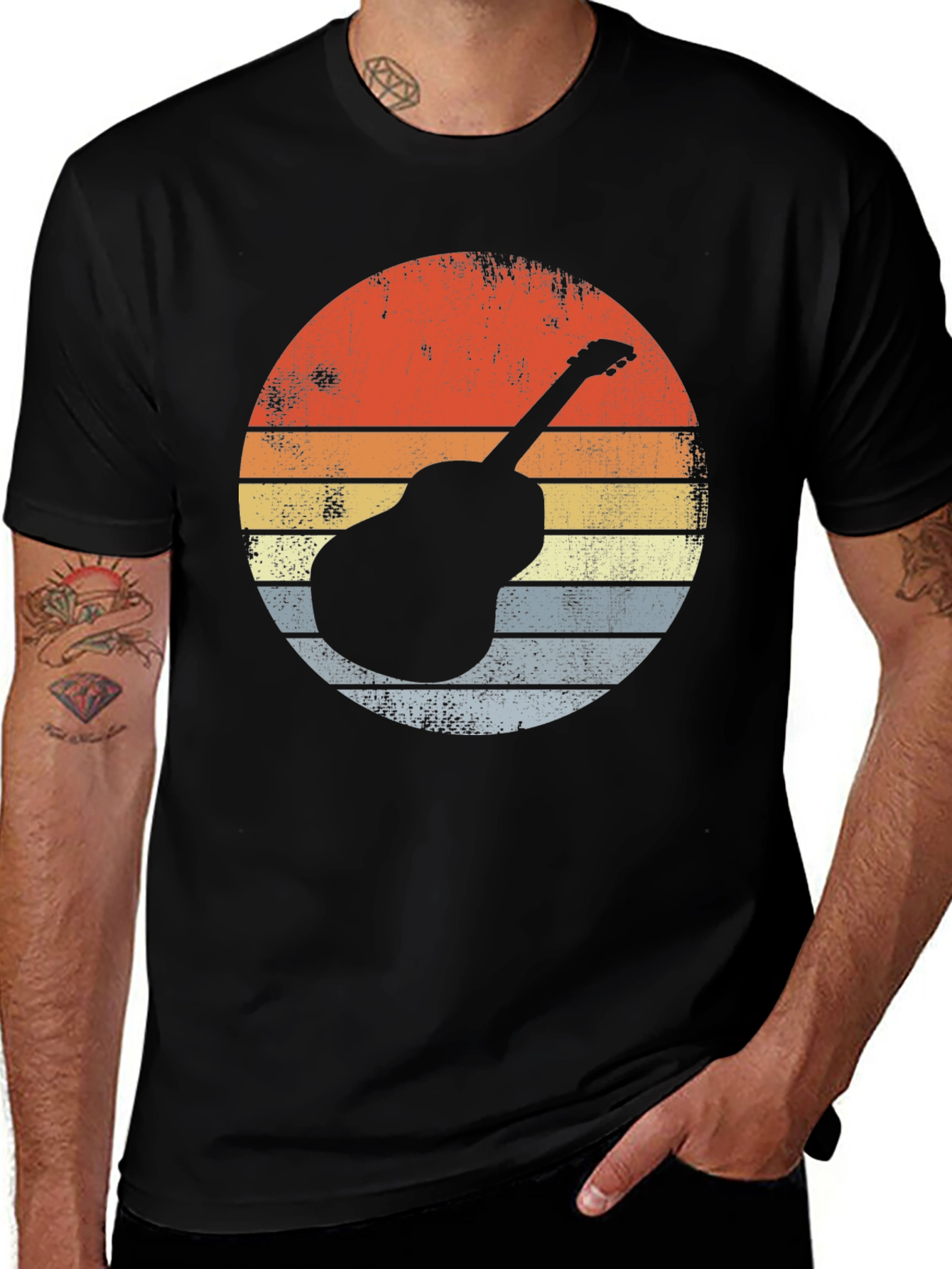 Variant 24 of Retro Guitar Sunset Graphic Tee