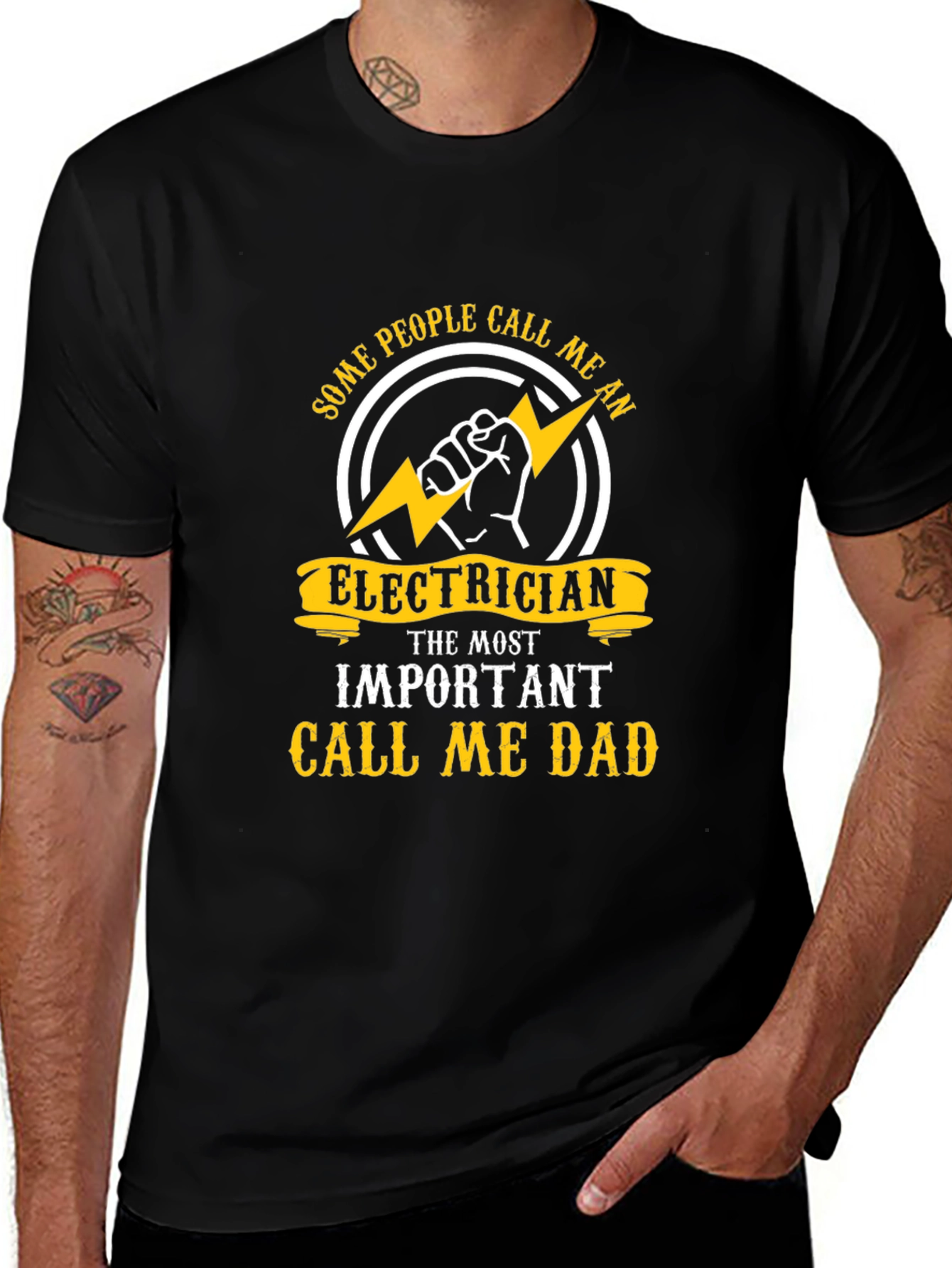 Variant 25 of Electrician Dad T-Shirt - Black Cotton Blend
