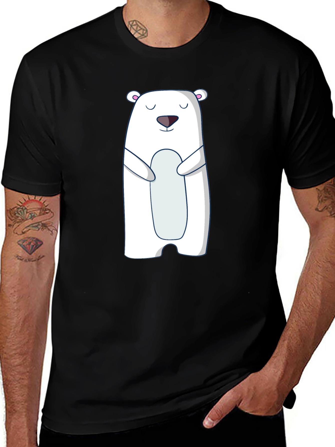 Variant 23 of Polar Bear Graphic Tee - Cute Black T-Shirt