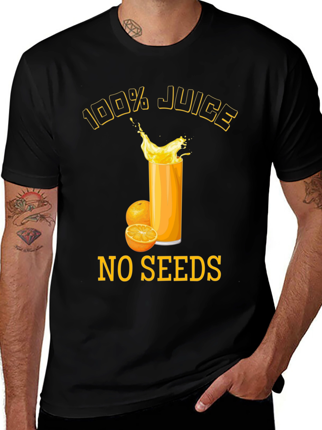 Variant 29 of 100% Juice No Seeds T-Shirt Black Cotton Blend