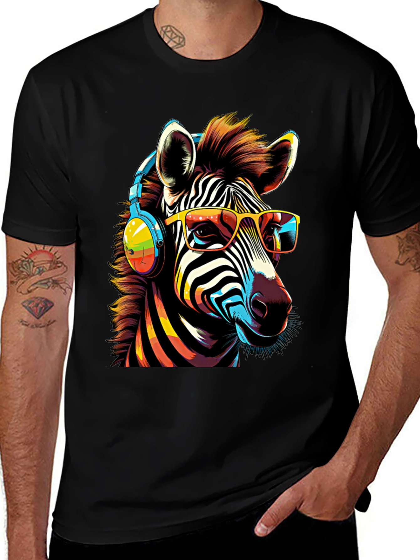 Variant 20 of Cool Zebra Graphic Tee - Music Lover Style